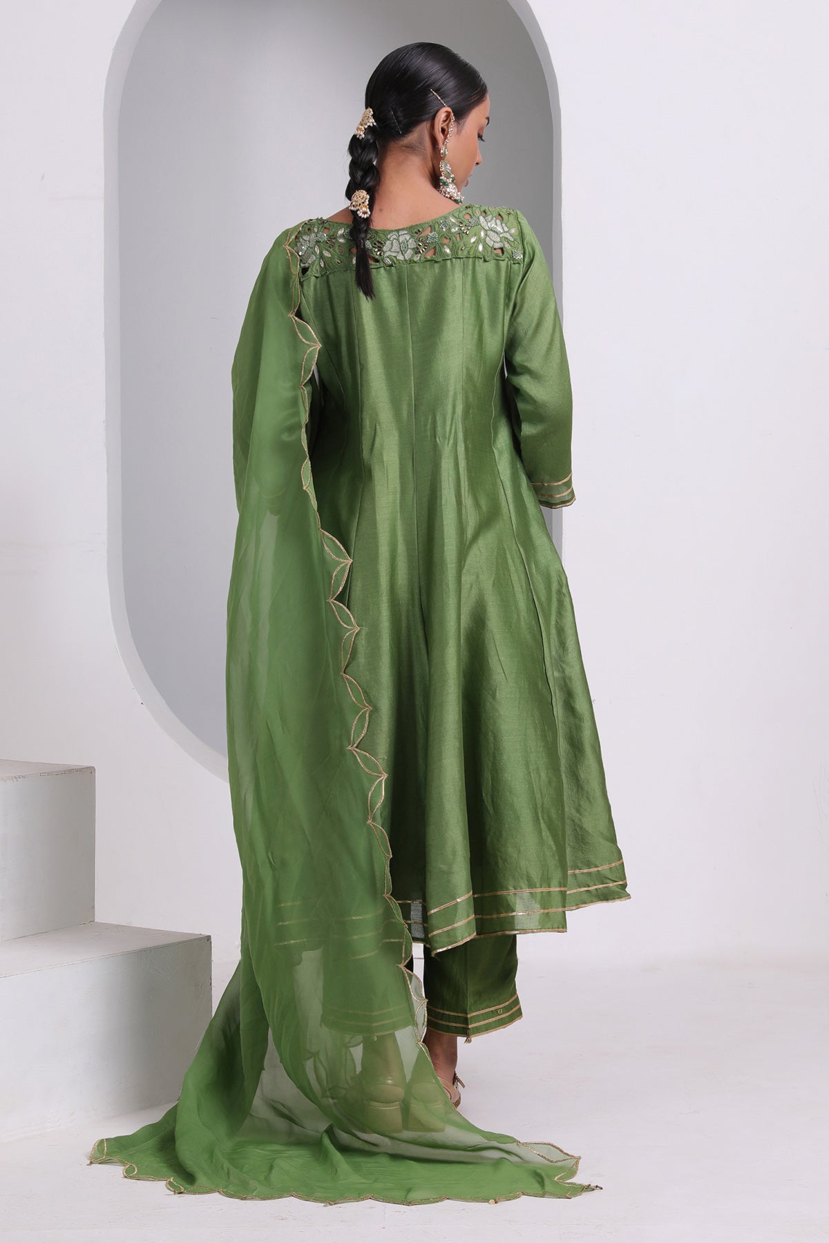 Flared Embroidered Kurta Set