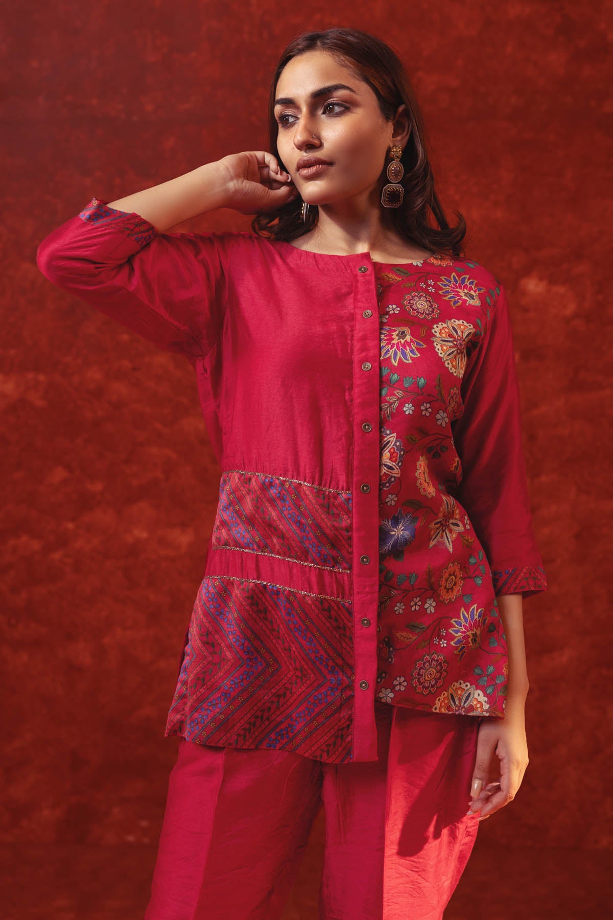 Floral Asymmetric Top & Pants