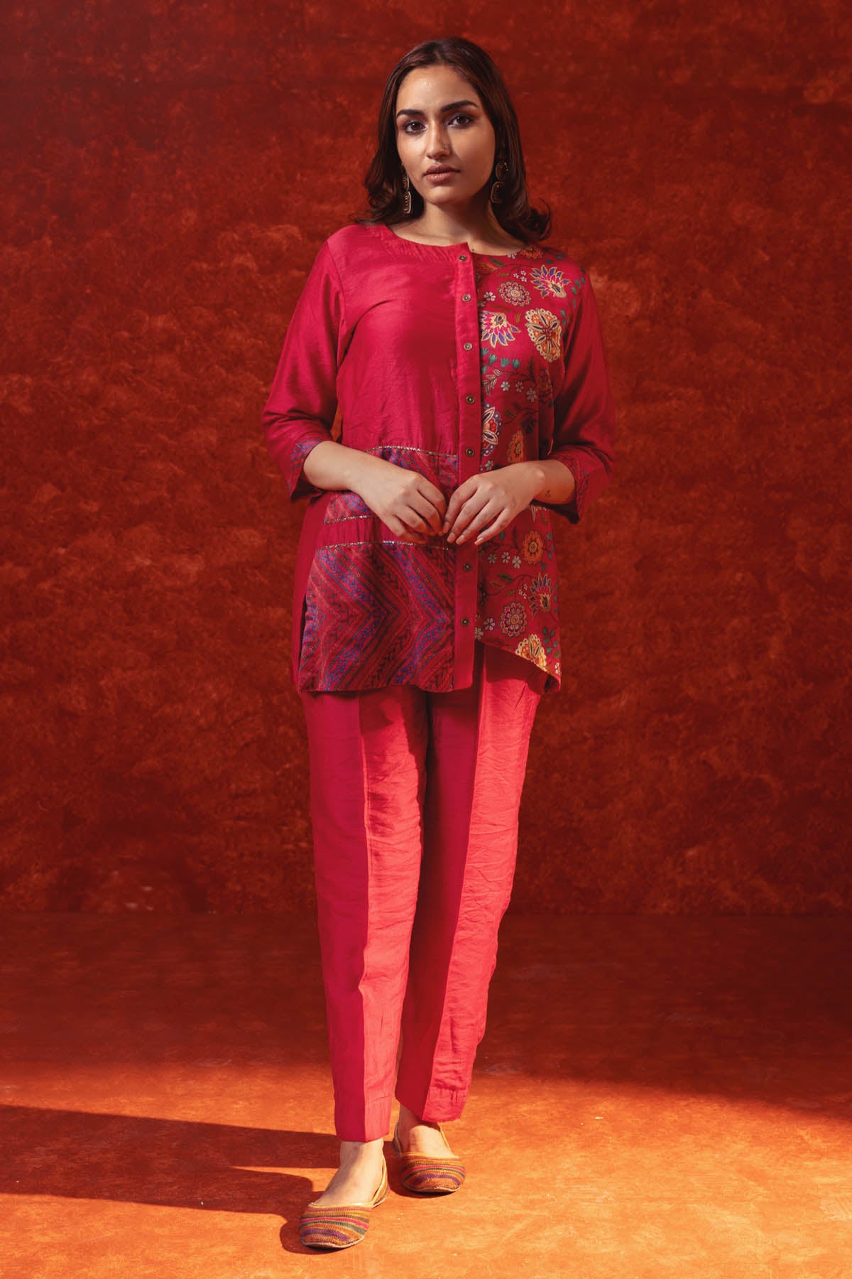 Floral Asymmetric Top & Pants