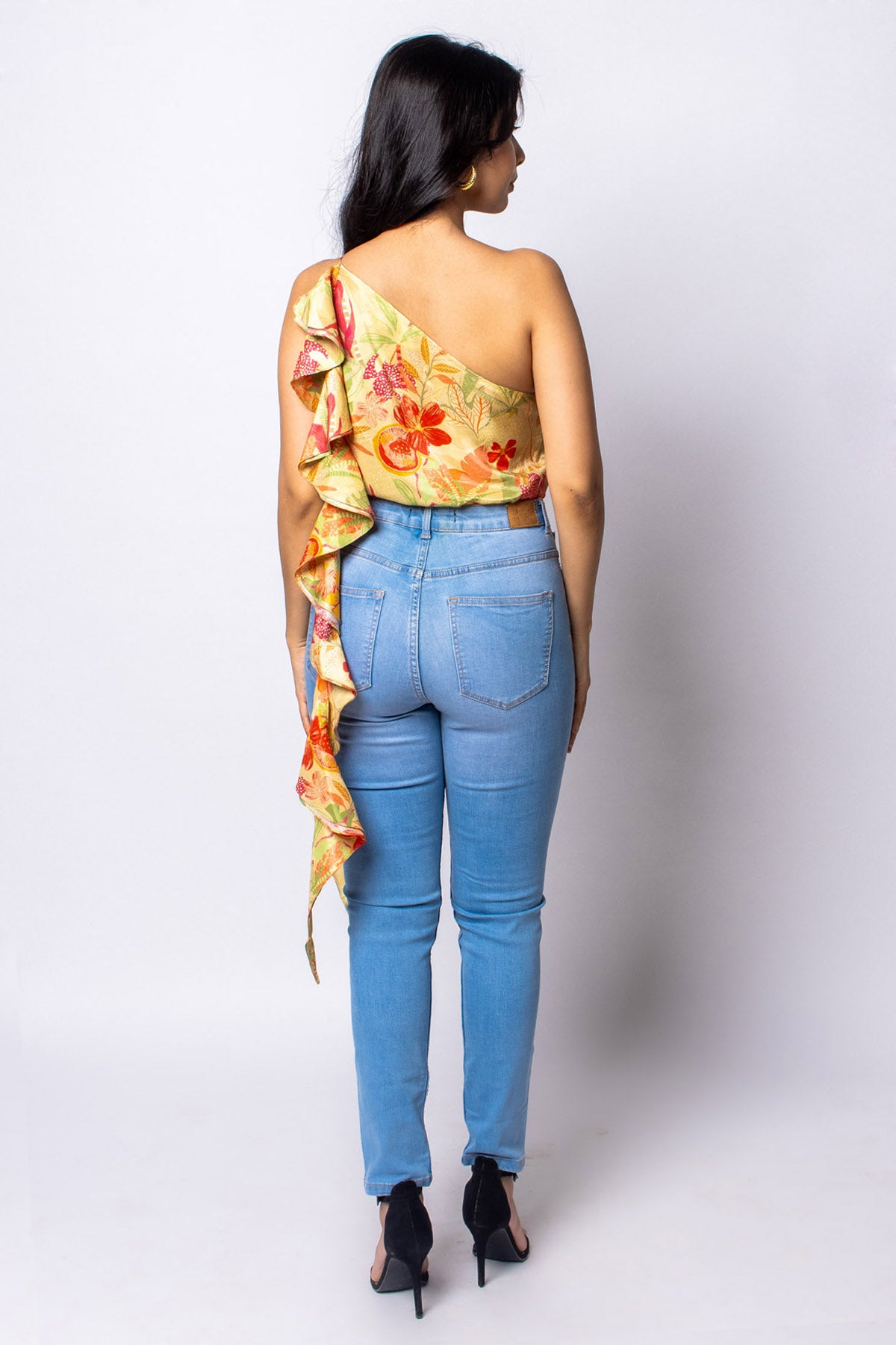 Floral Cotton One Shoulder Top