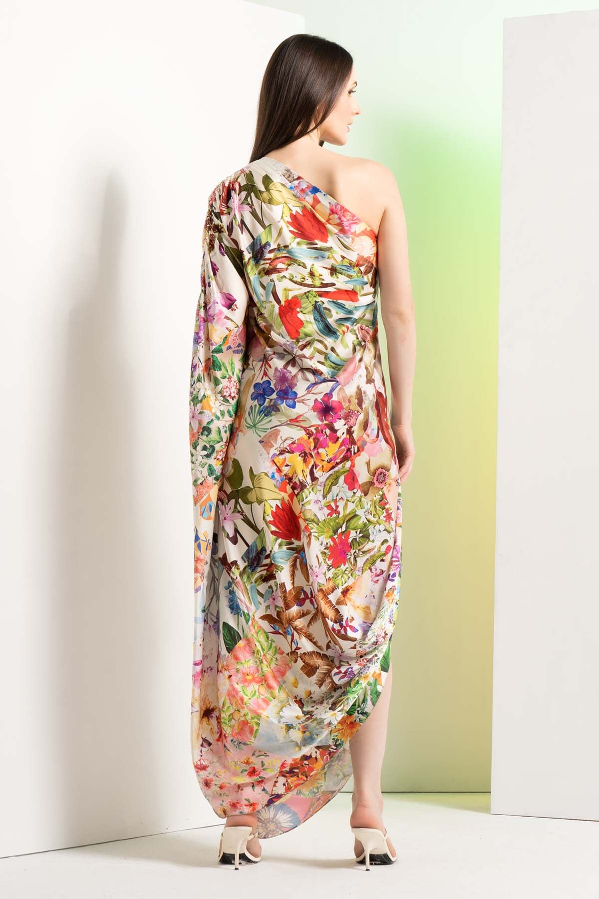 Floral Cowl Drape Kaftan