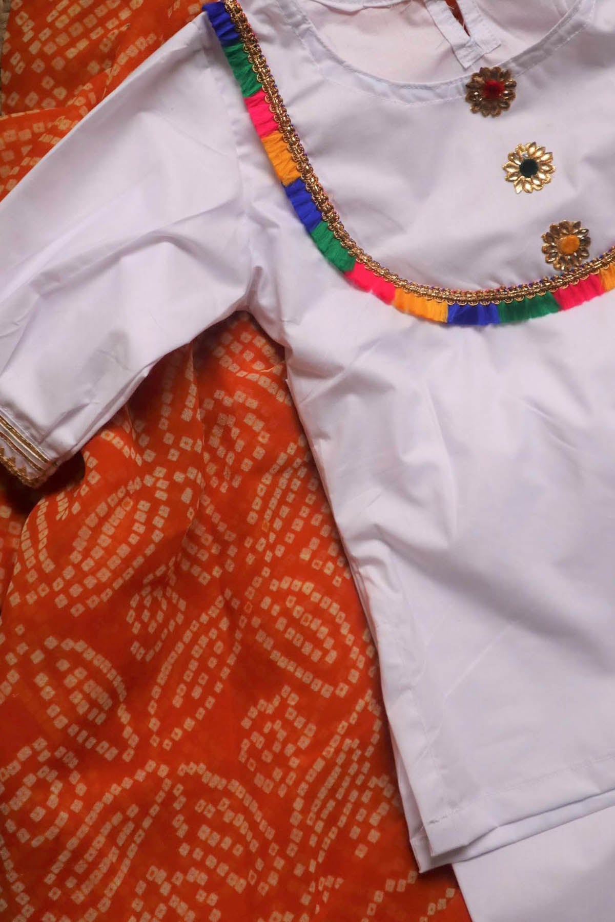 White Cotton Floral Kurta Set