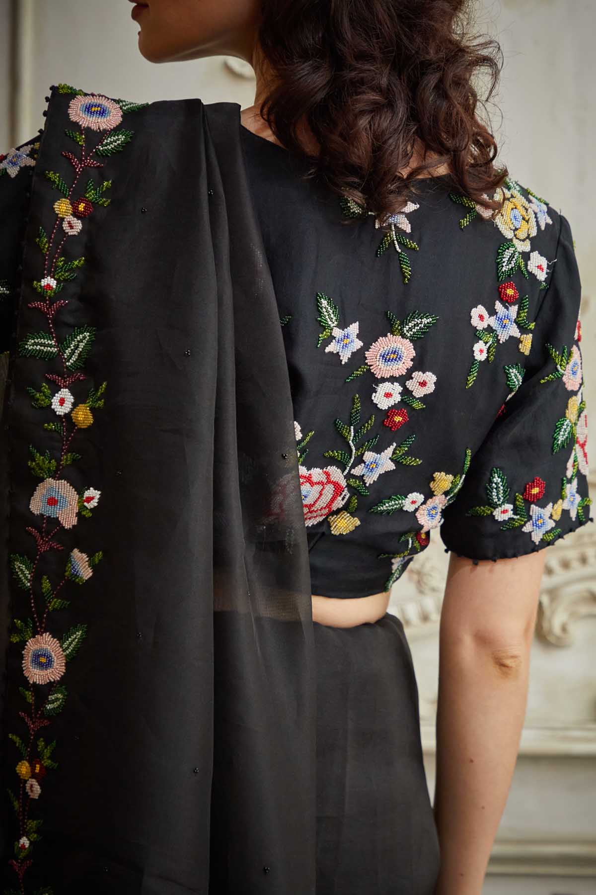 Floral Embroidered Saree Set