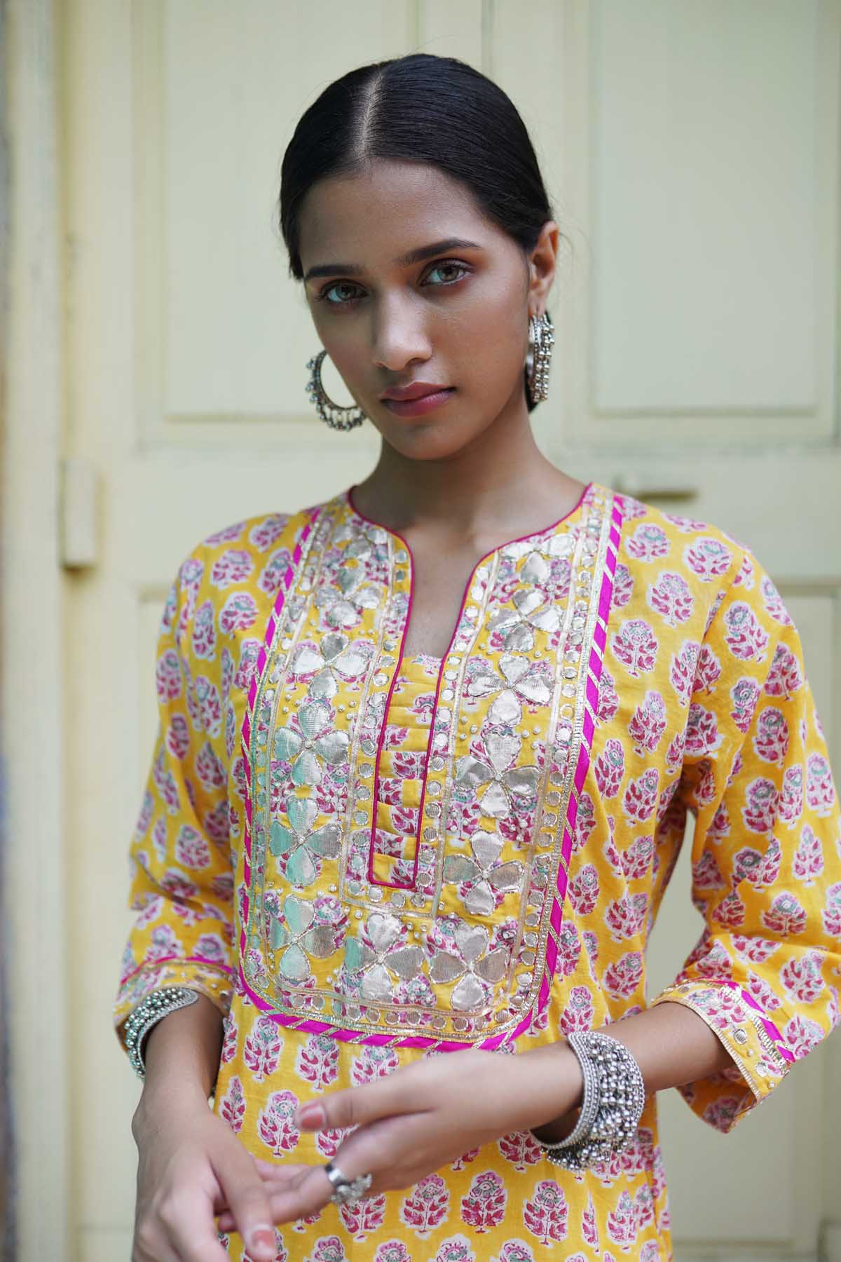 Floral Gota Embroidered Kurti