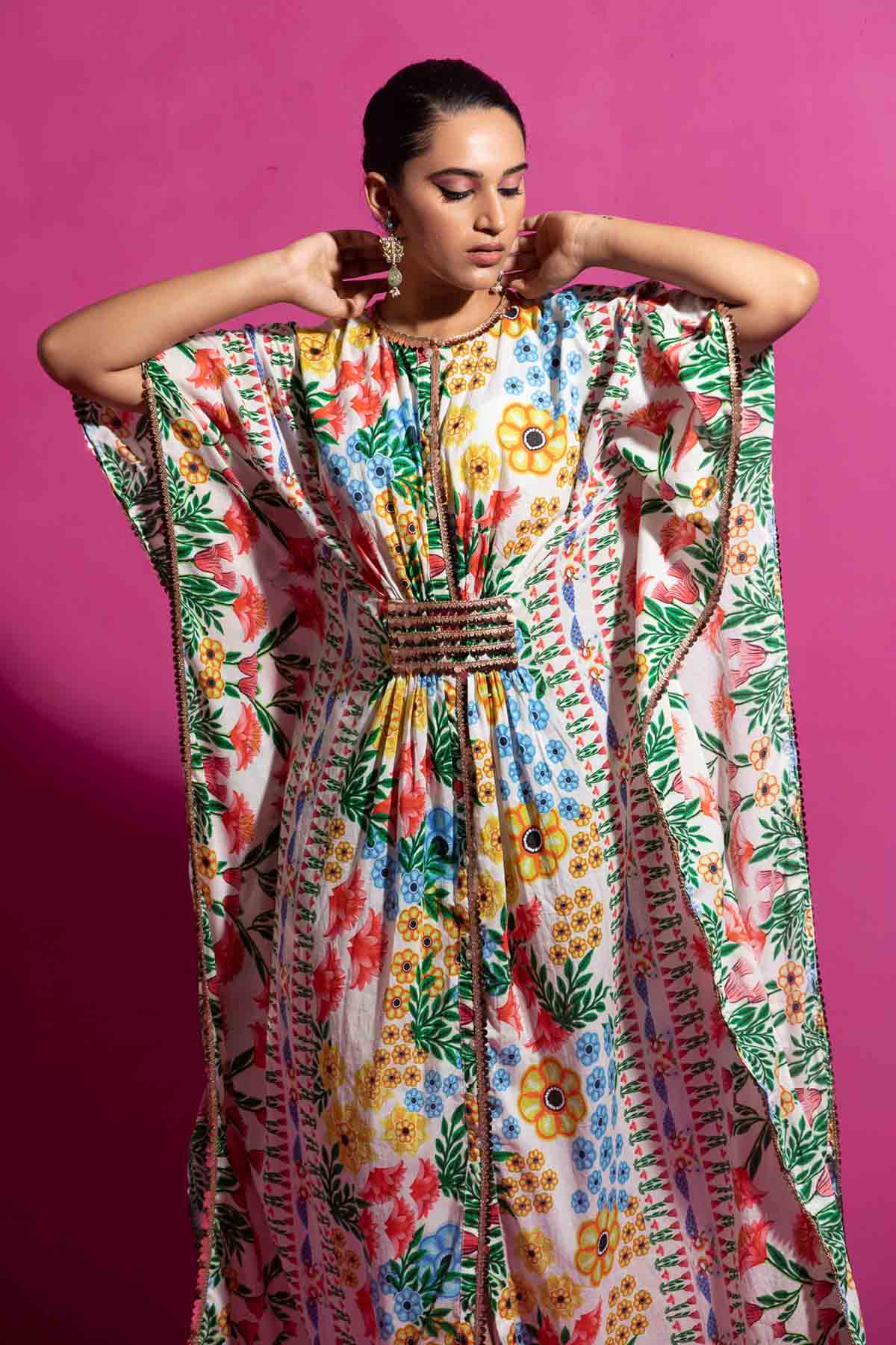 Floral Jaal Print Kaftan