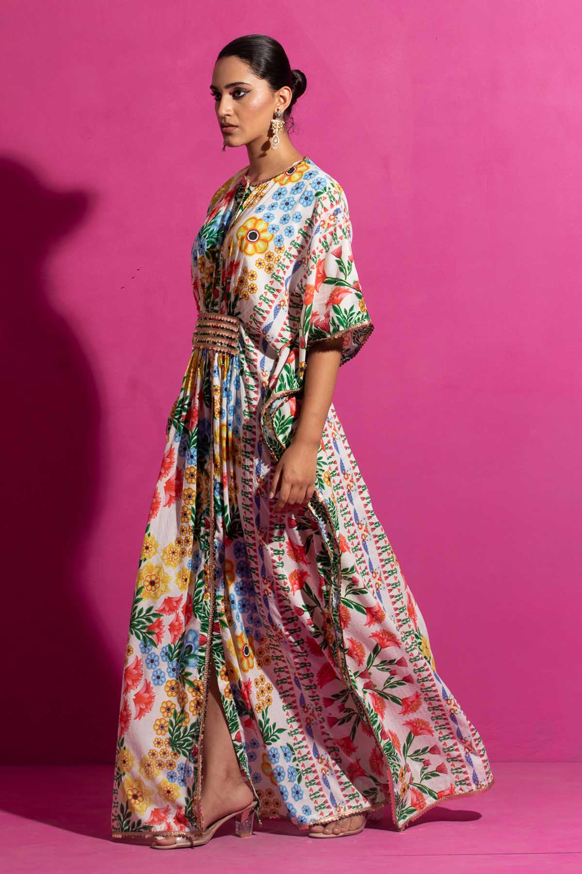 Floral Jaal Print Kaftan