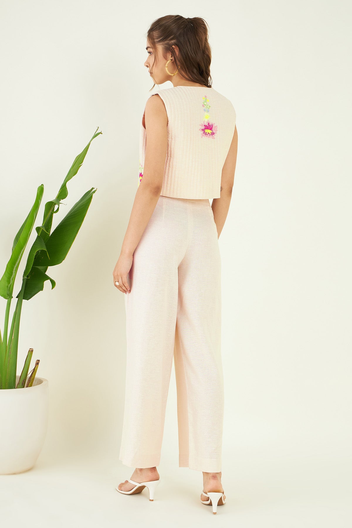 Floral Linen Jacket & Pants Set