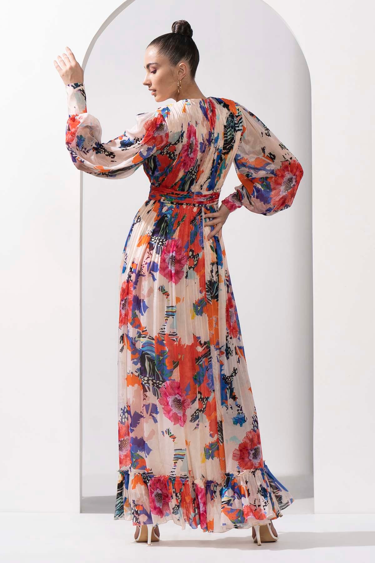 Floral Motif Chiffon Dress