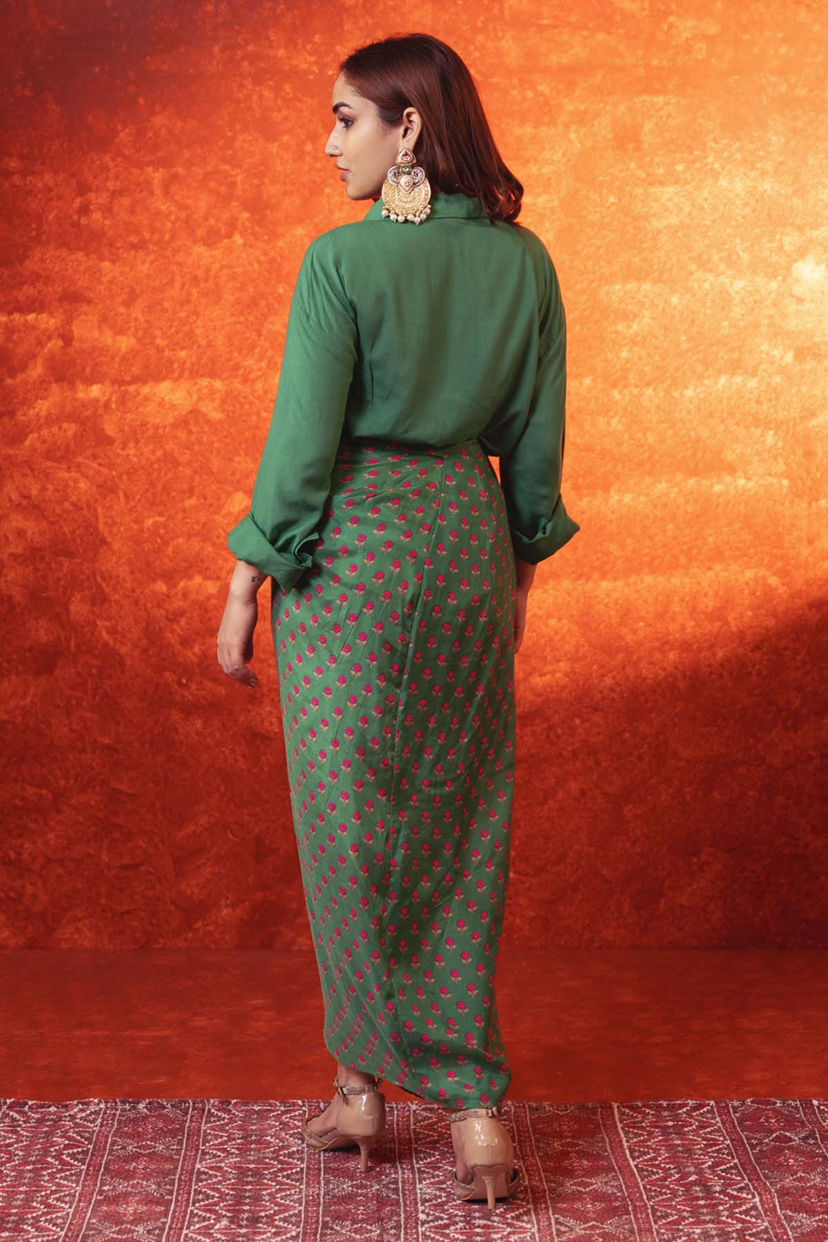 Floral Motif Cotton Silk Shirt