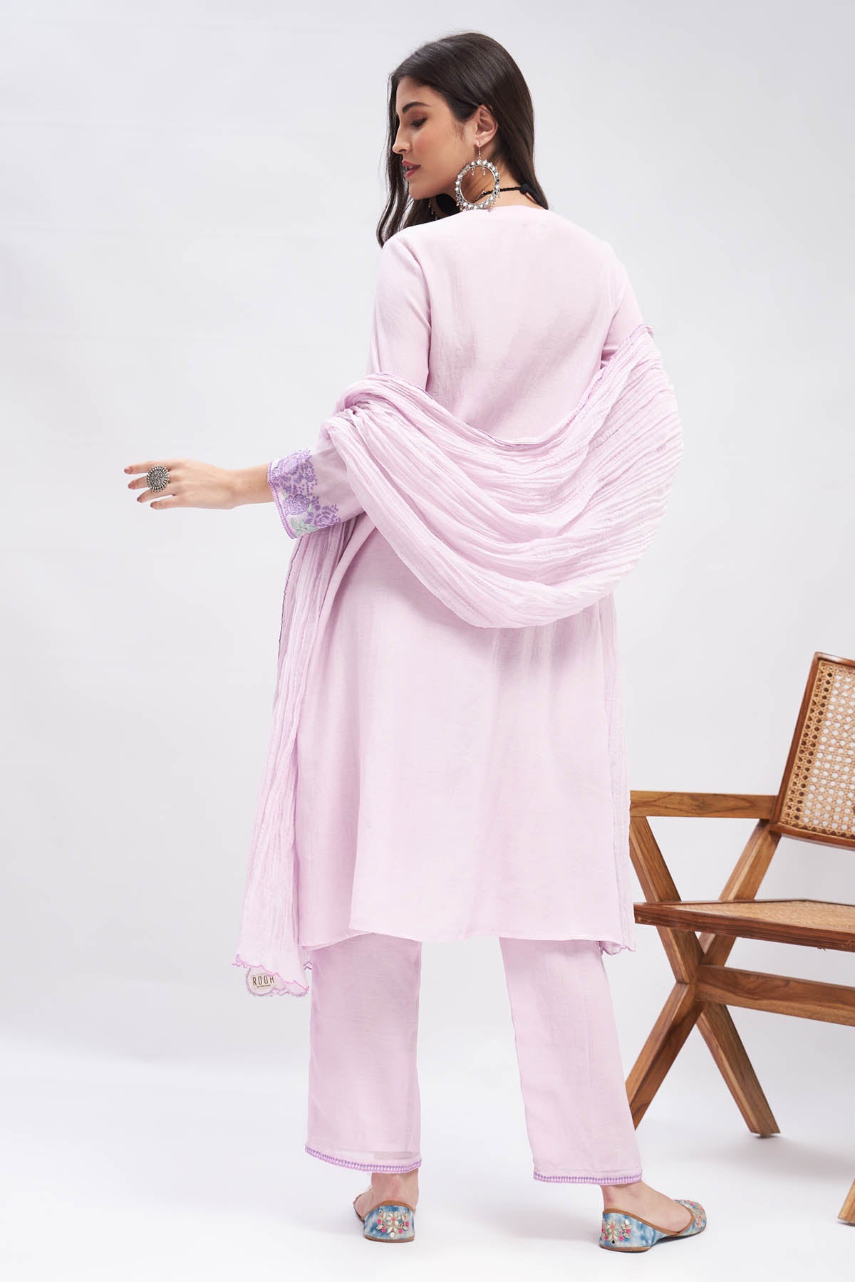 Floral Motif Lilac Kurta Set