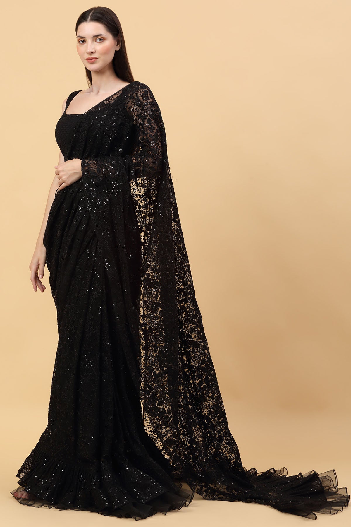 Floral Net Pre Stitched Saree