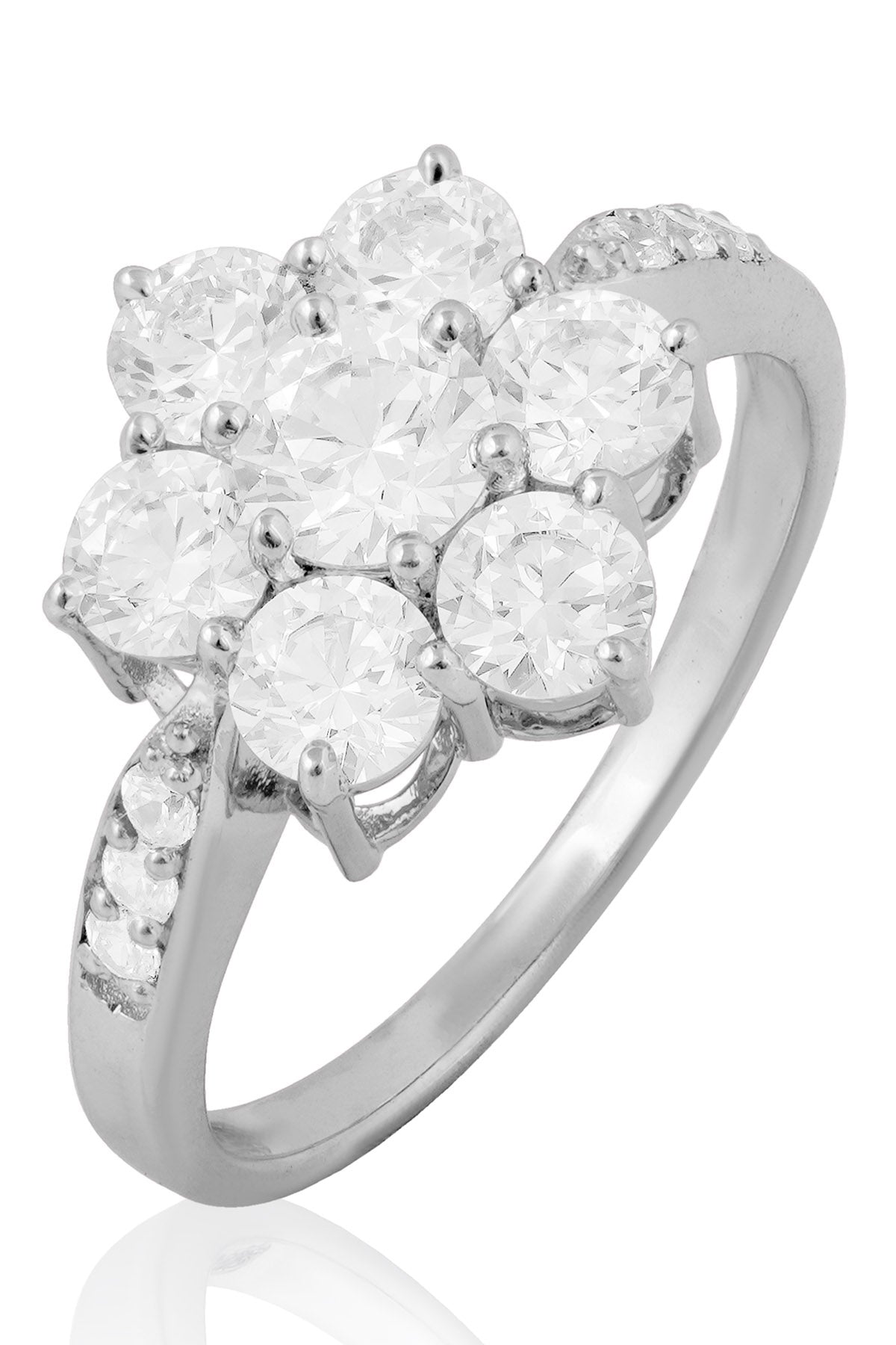 Floral Pattern Zirconia Ring