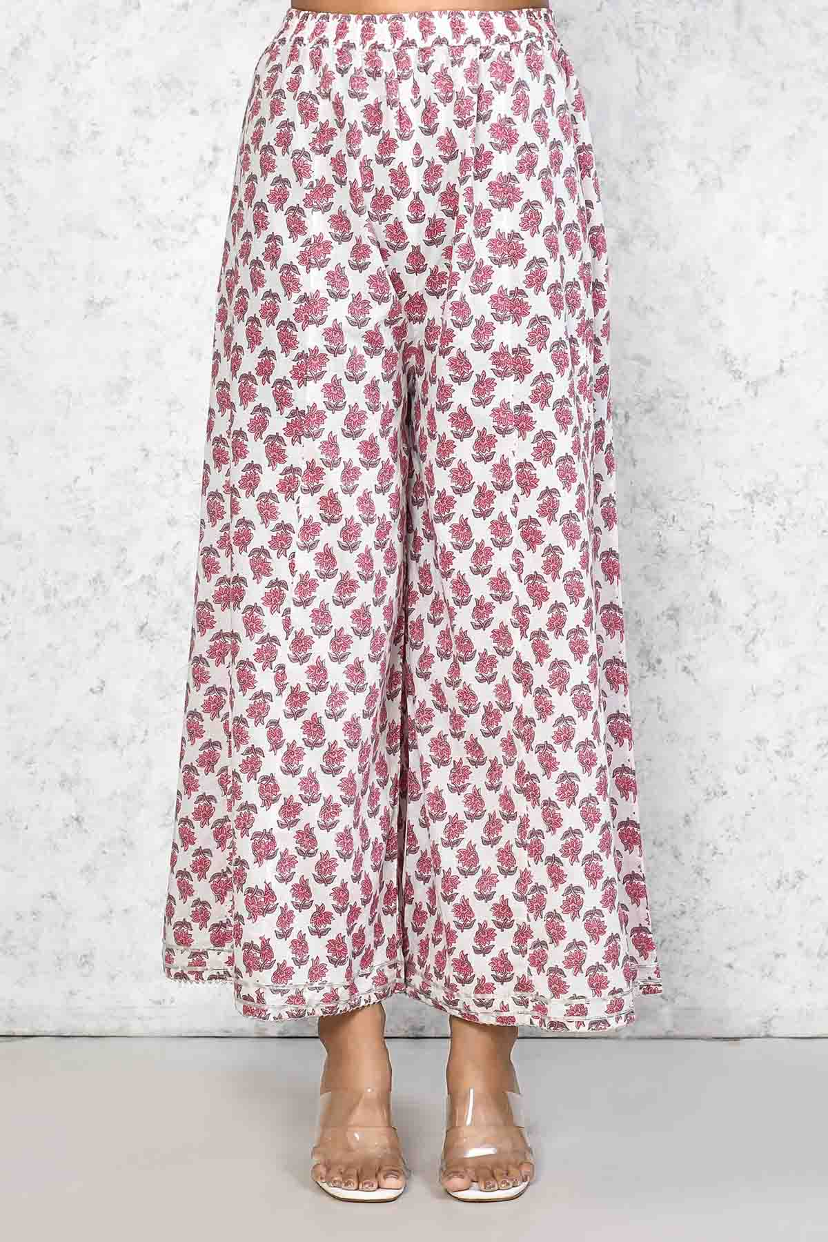 Floral Pink Cotton Kurta Set