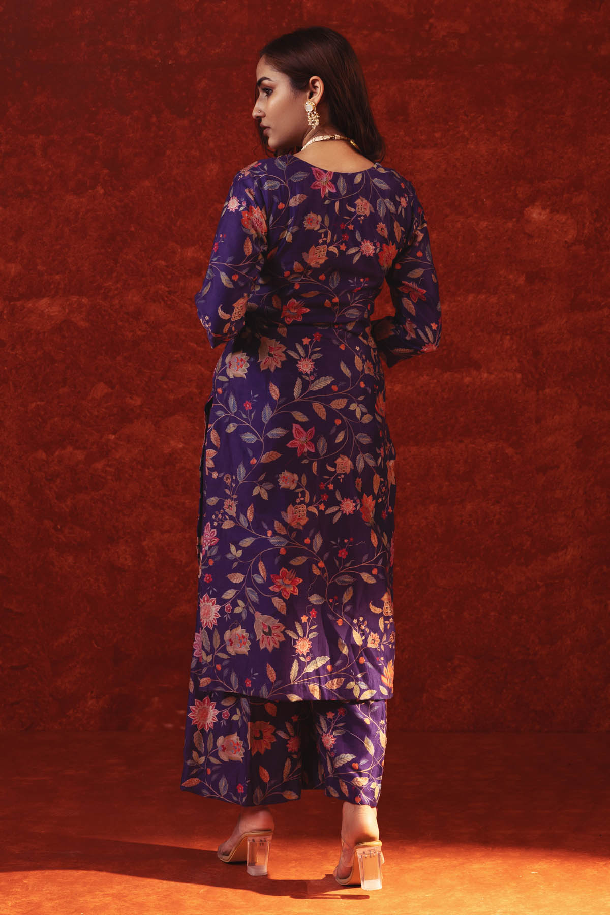 Floral Print Chanderi Kurta Set