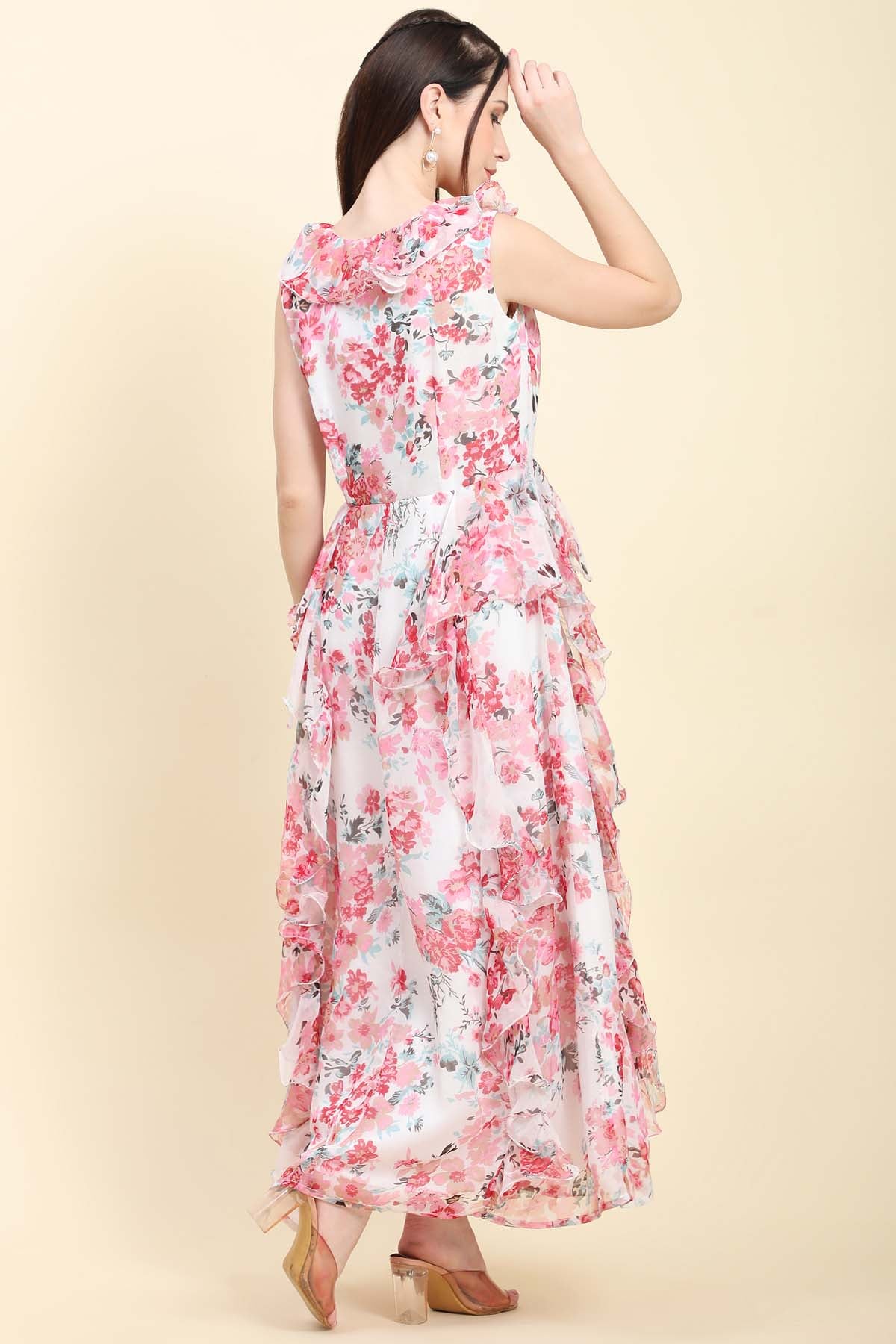 Floral Print Chiffon Dress