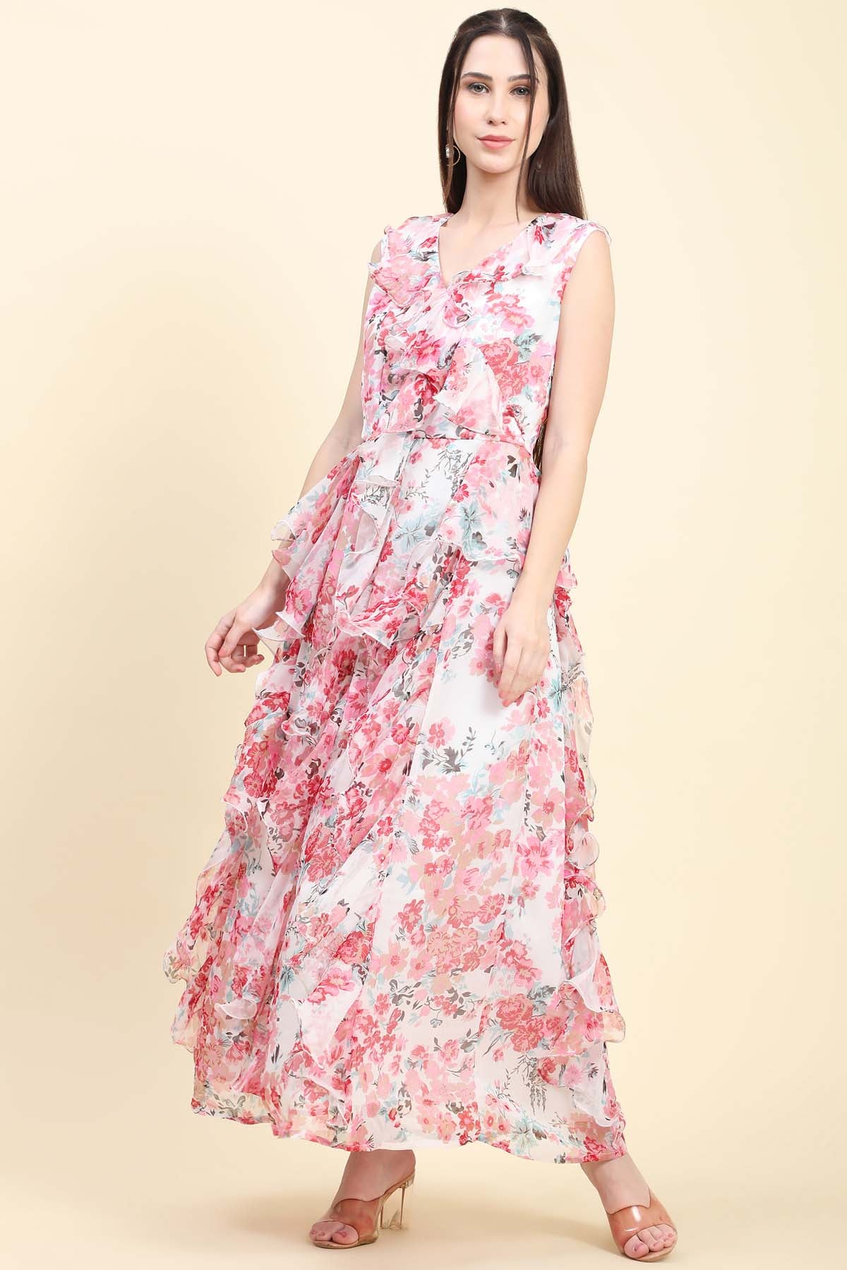 Floral Print Chiffon Dress