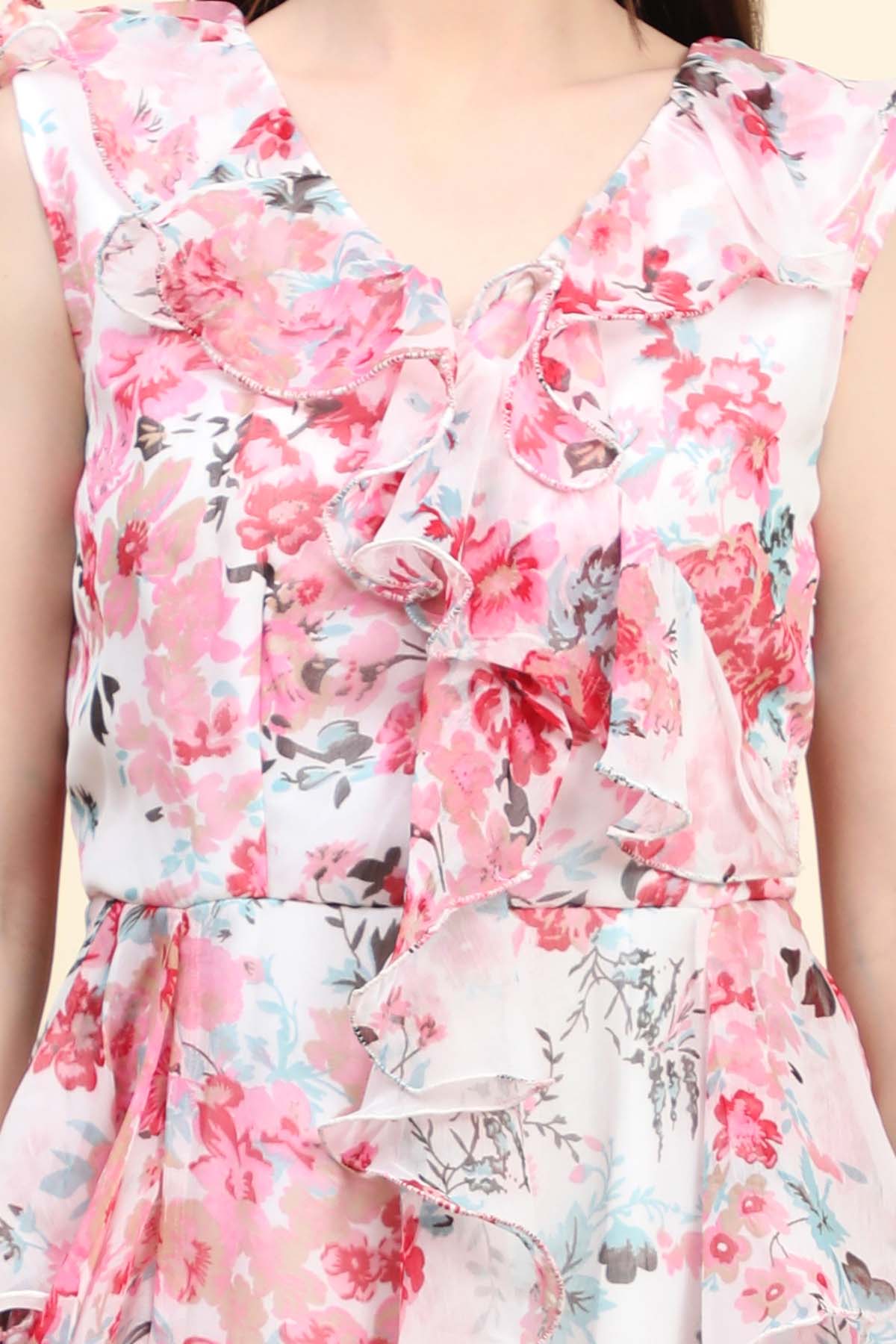 Floral Print Chiffon Dress