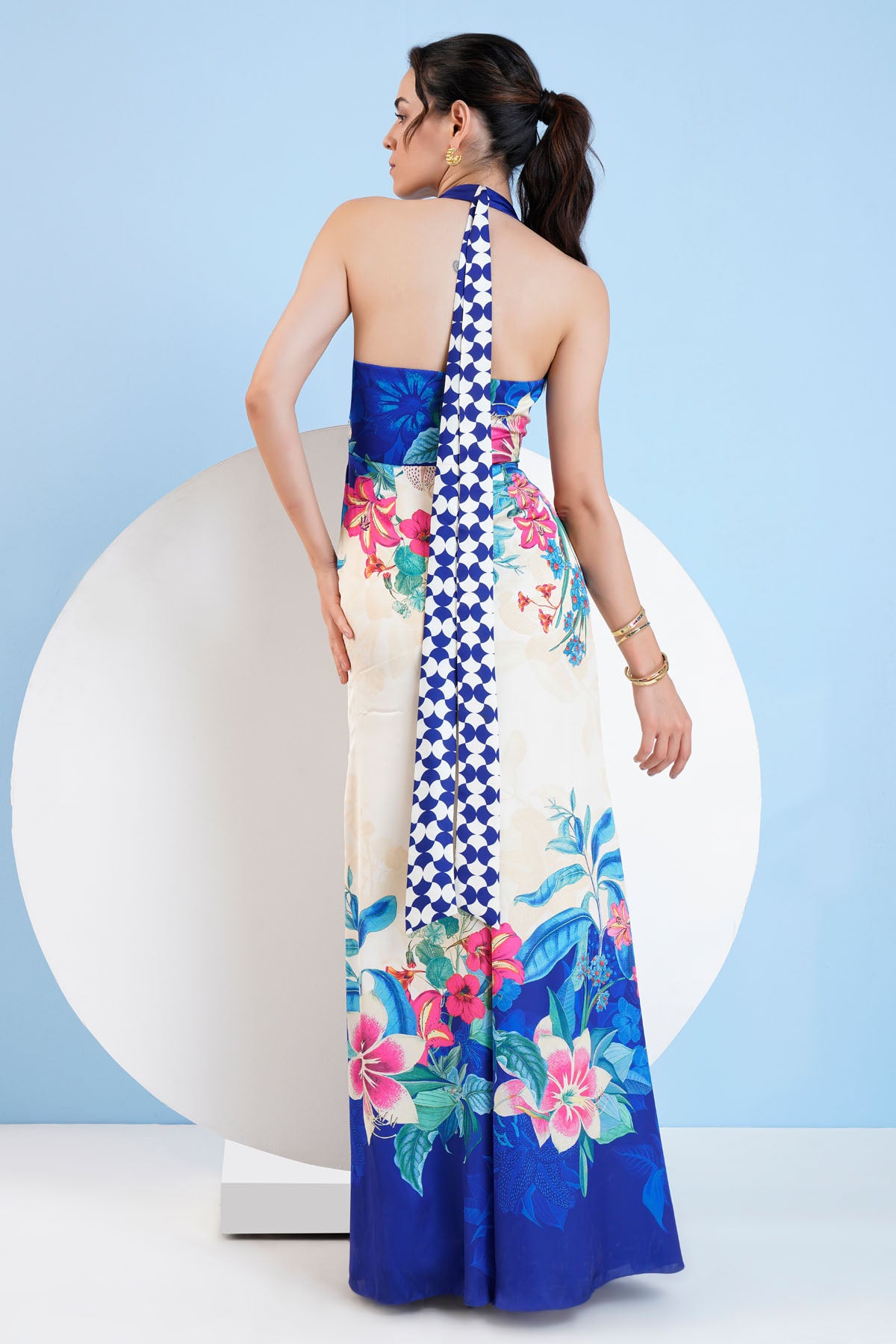 Floral Print Halter Neck Dress