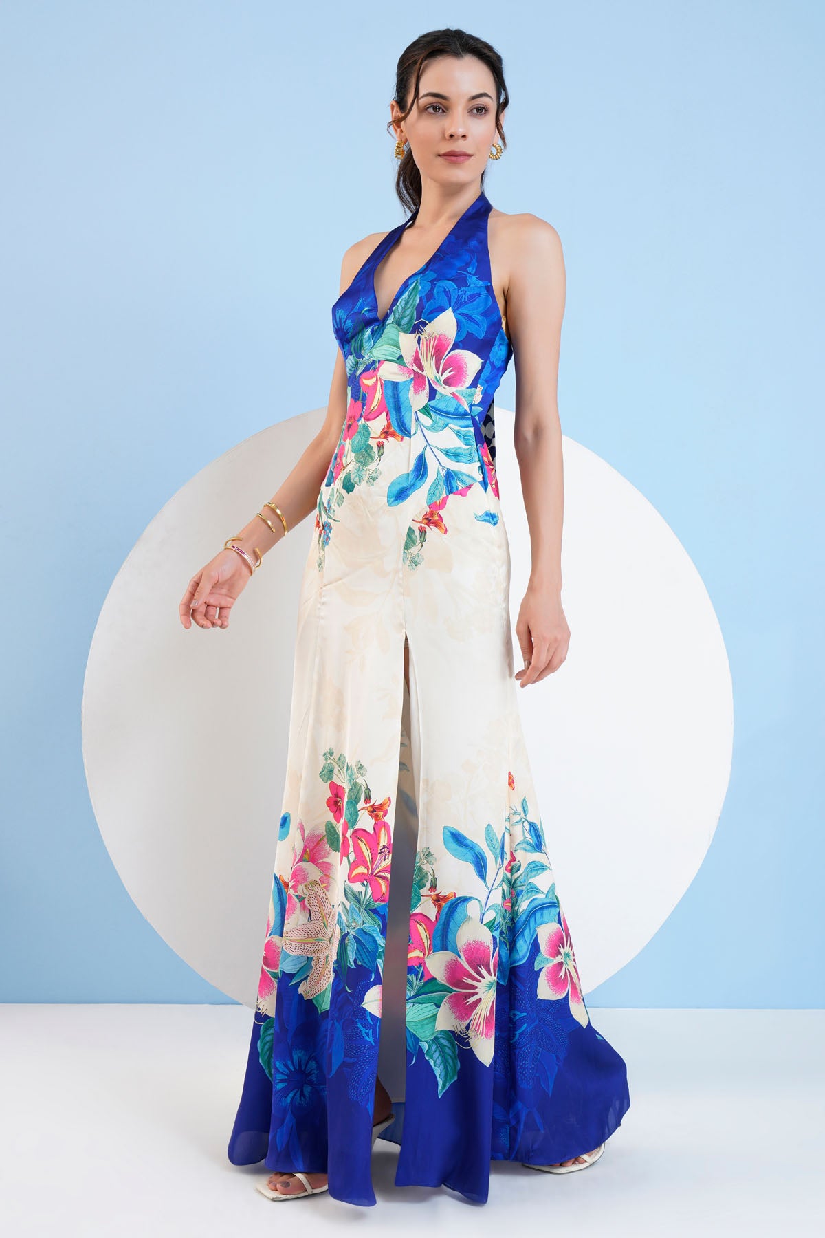 Floral Print Halter Neck Dress