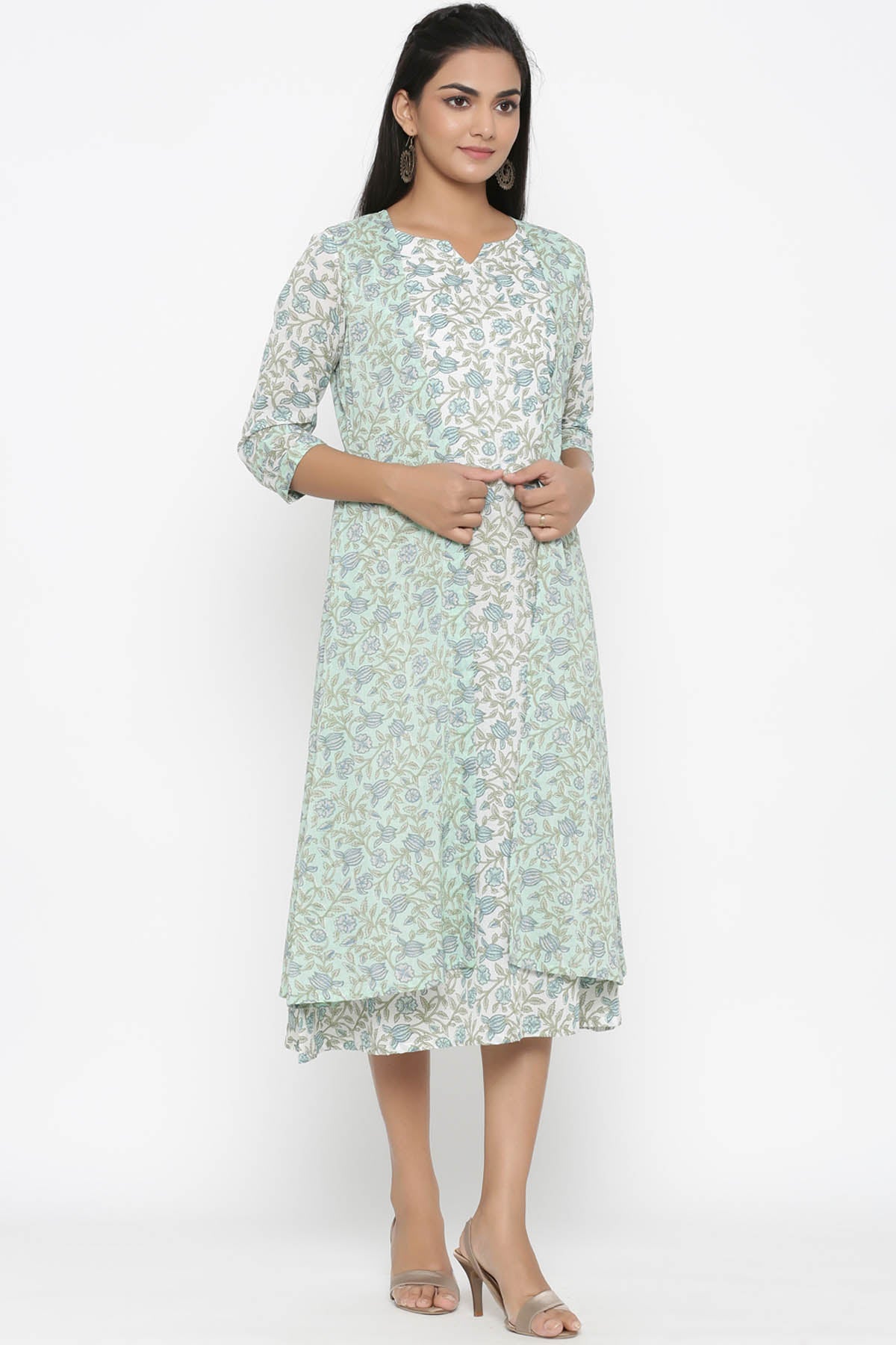 Floral Print Kurta With Jacket