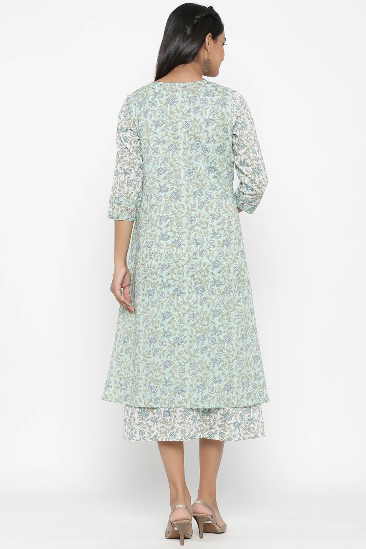 Floral Print Kurta With Jacket