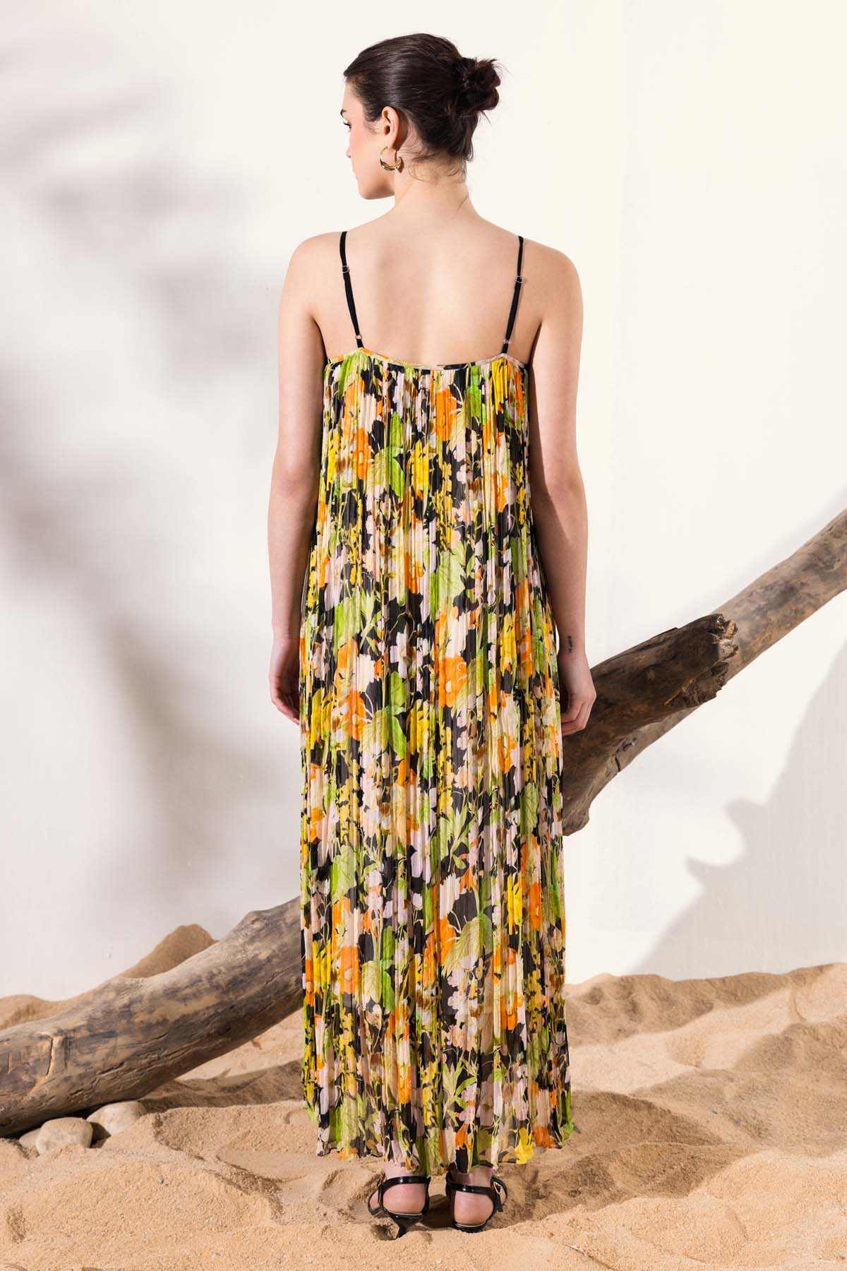 Floral Print Long Chiffon Dress