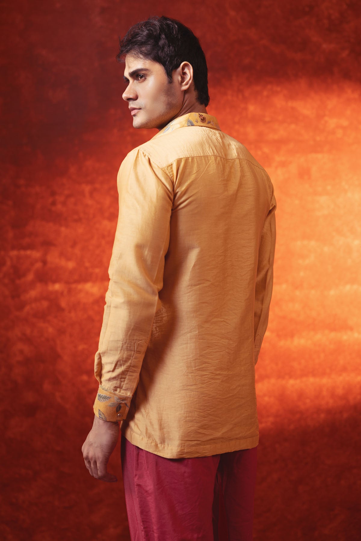 Floral Print Silk Chanderi Shirt