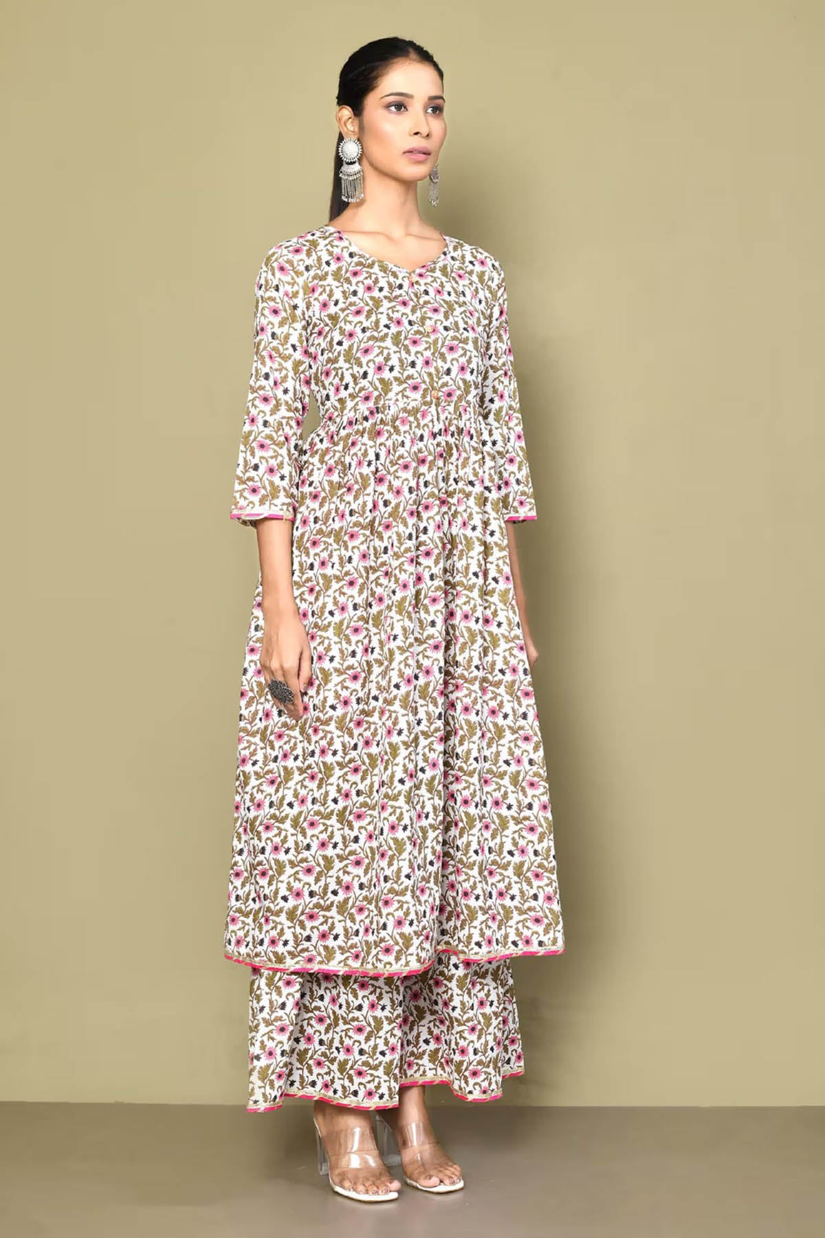 Floral Print Anarkali Kurta Set