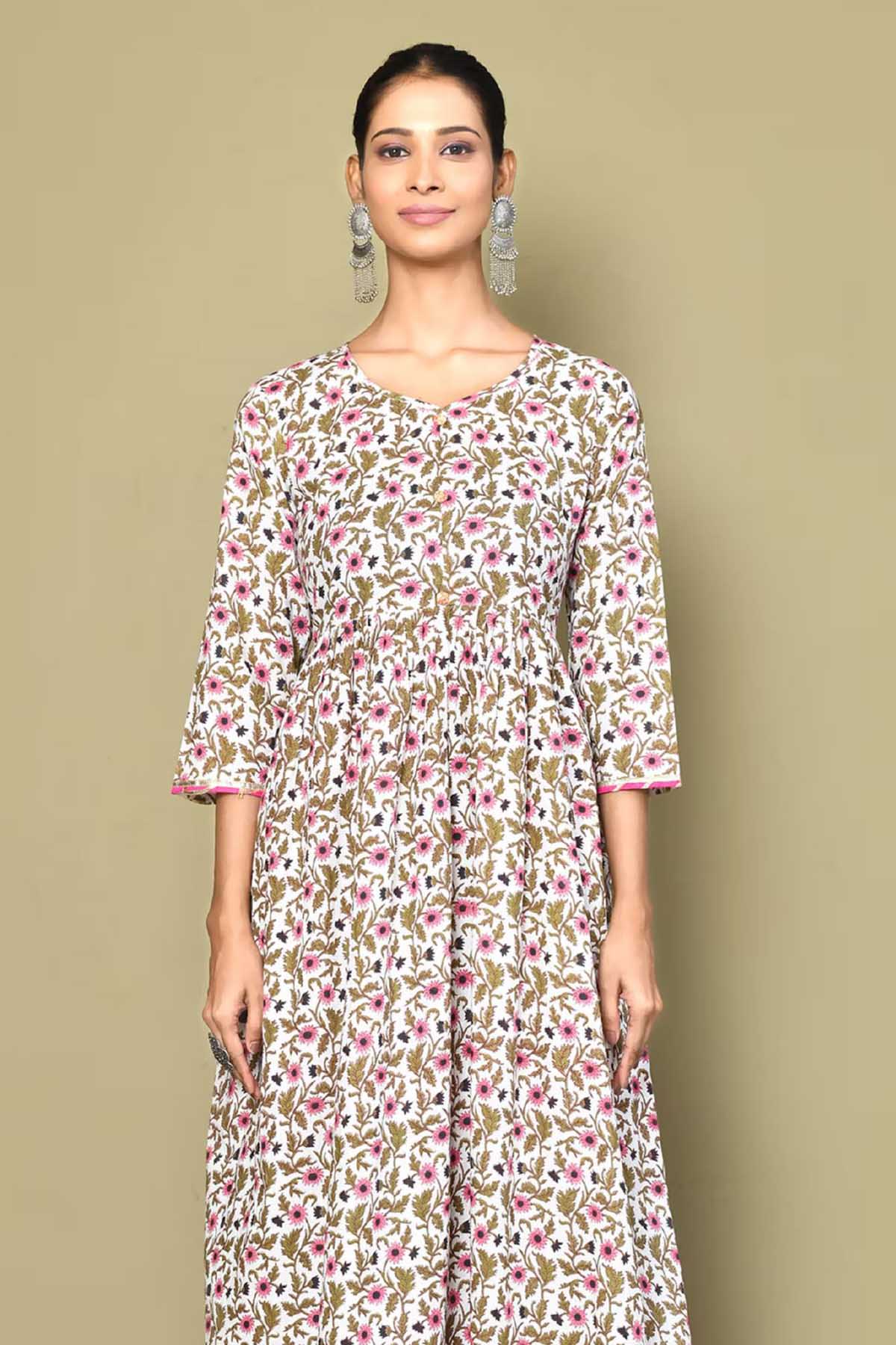 Floral Print Anarkali Kurta Set