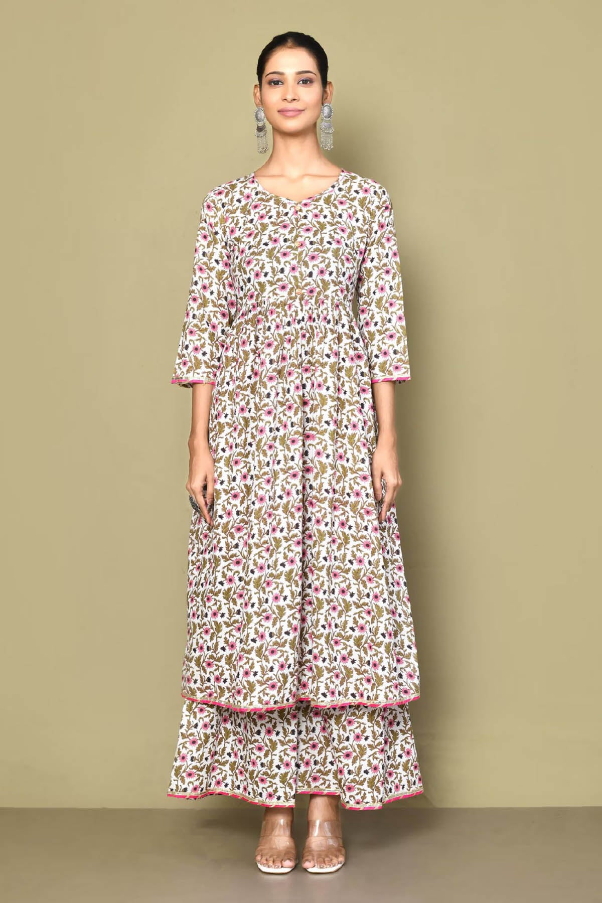Floral Print Anarkali Kurta Set