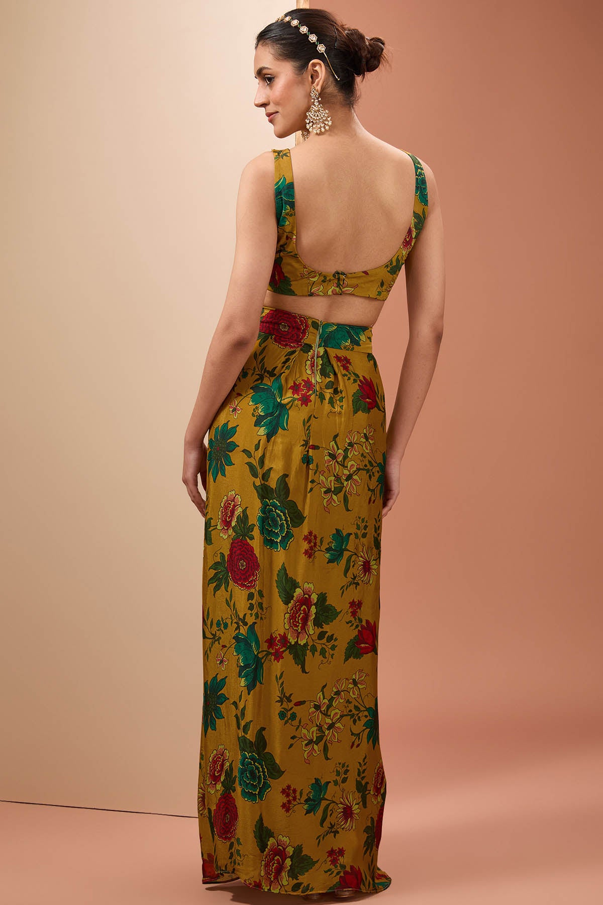 Floral Printed Cape & Skirt Set