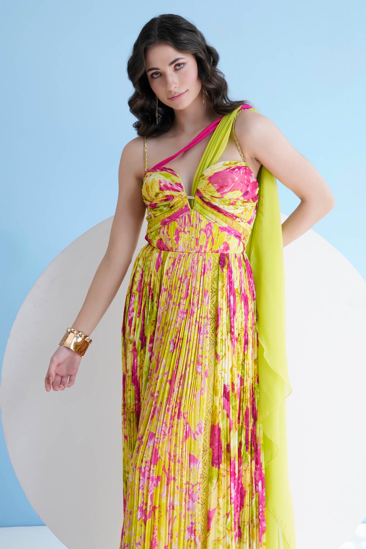 Floral Printed Pleated Dress