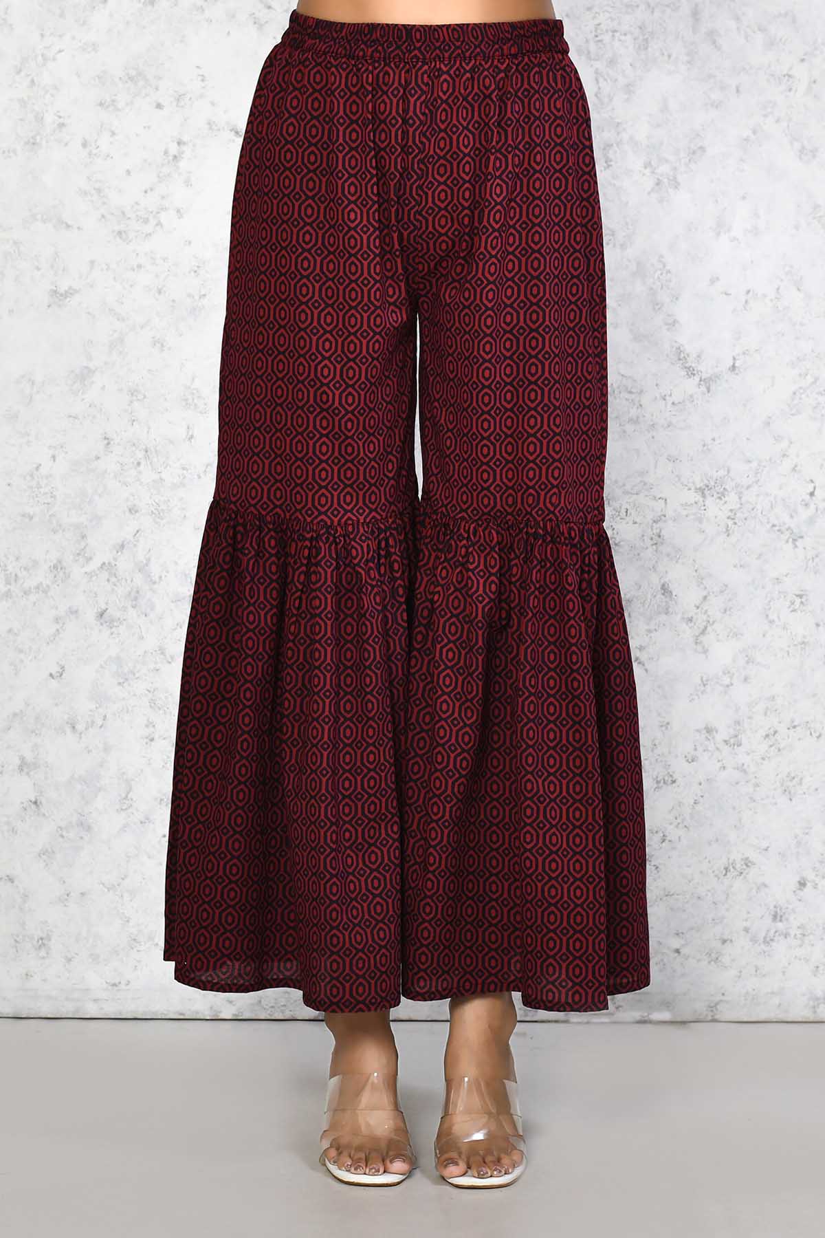 Maroon Pure Cotton Kurta Set