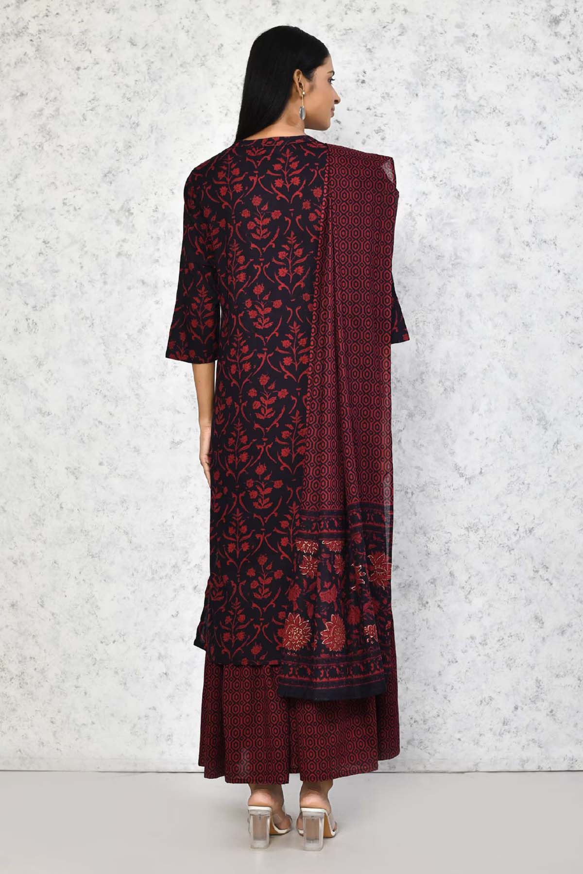 Maroon Pure Cotton Kurta Set