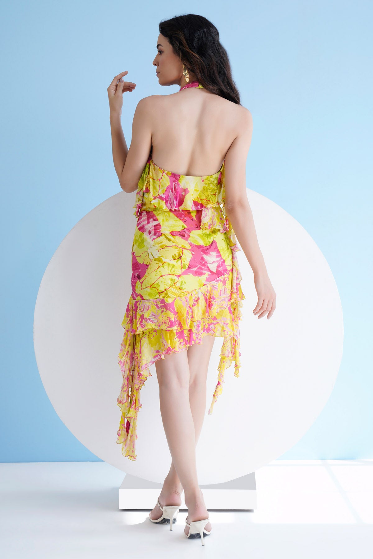 Floral Printed Halter Neck Dress