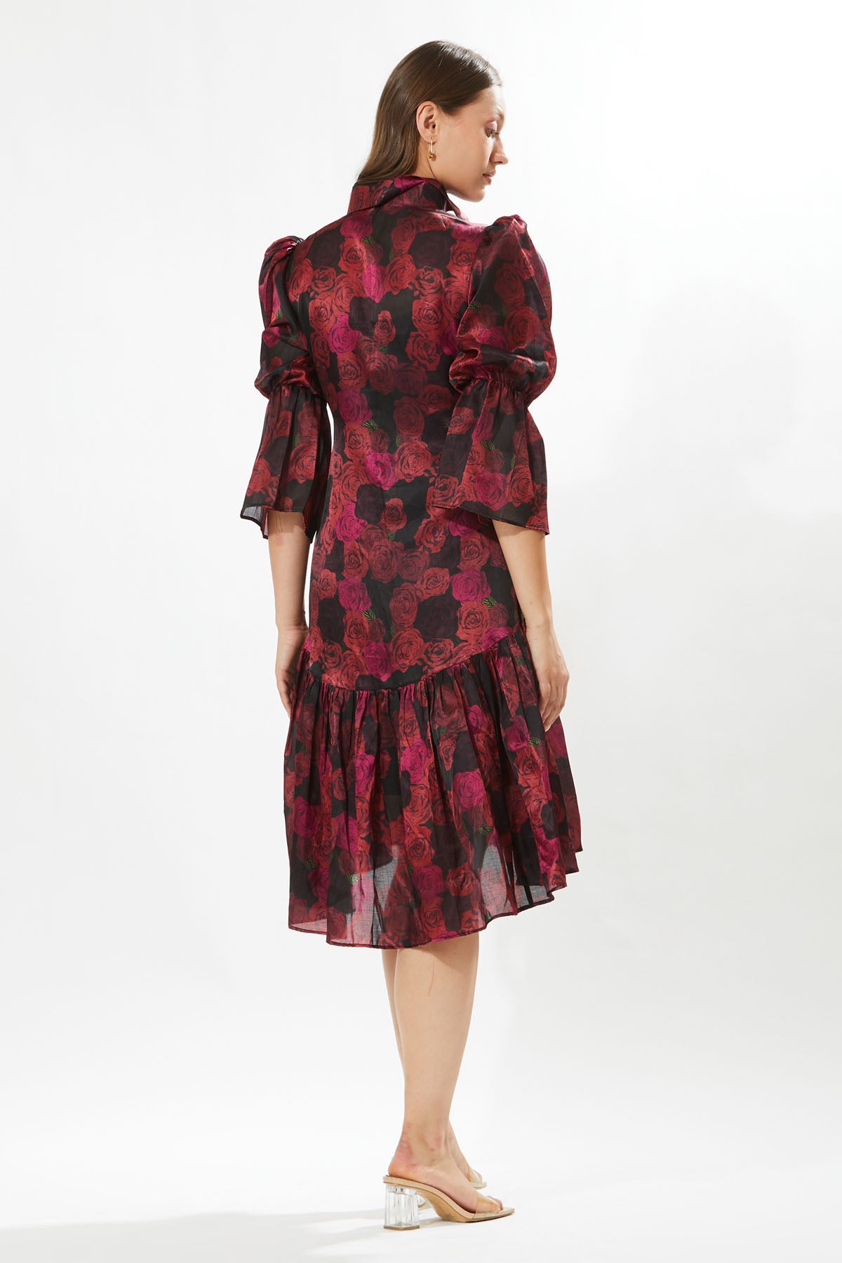Red Rose Printed Dress