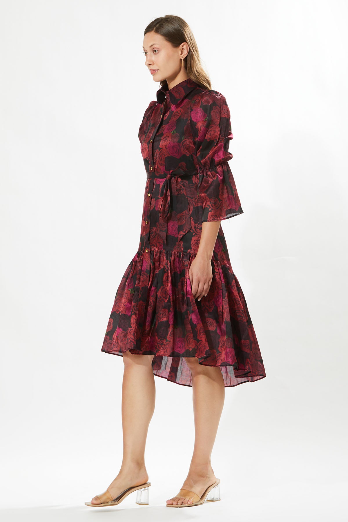 Red Rose Printed Dress