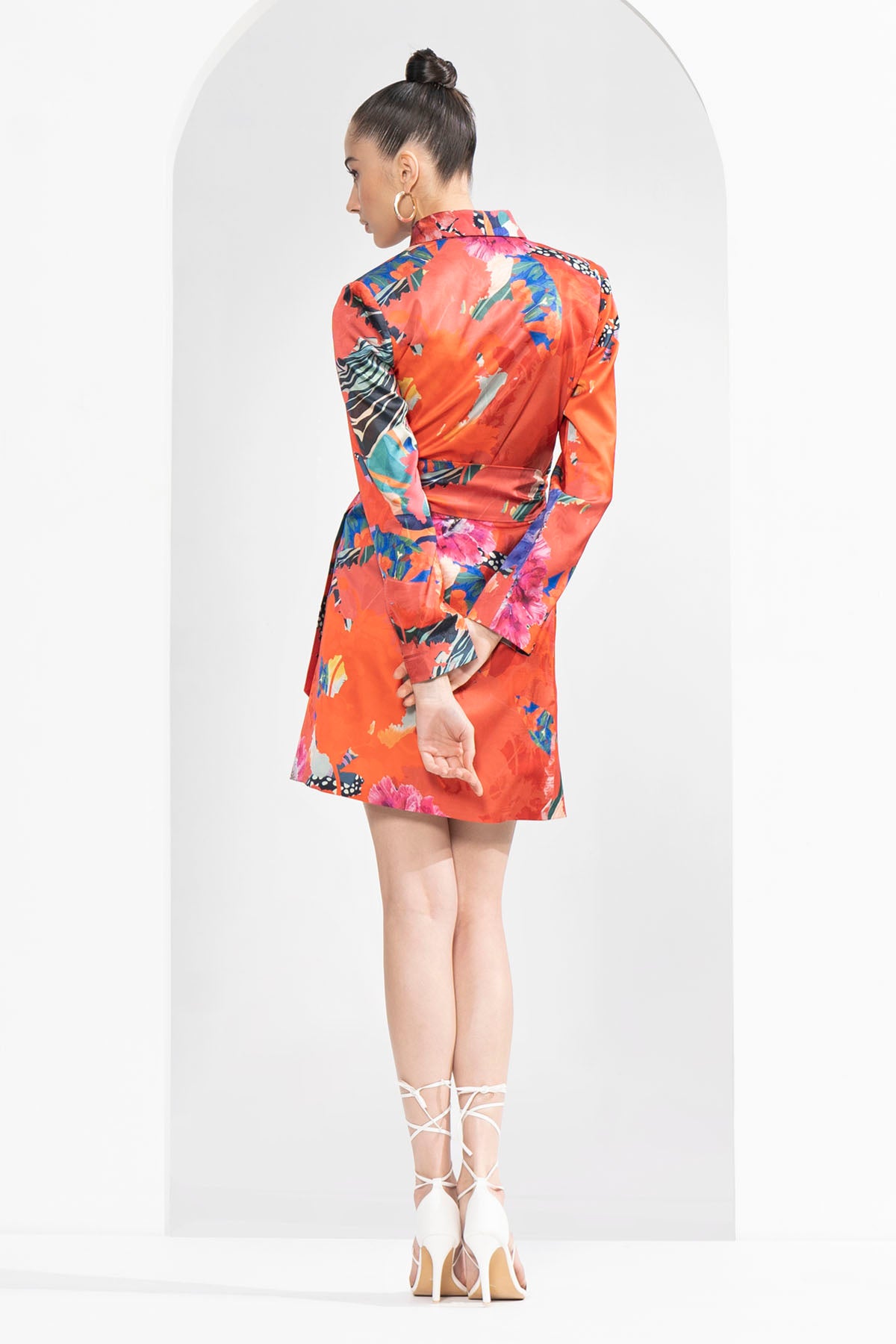 Floral Satin Blazer Dress
