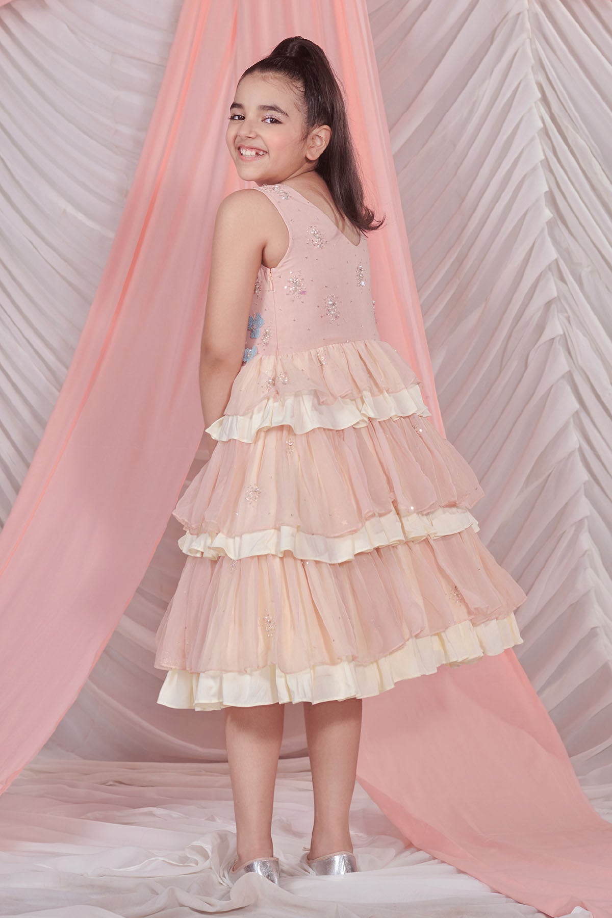 Floral Sequins Layered Dress