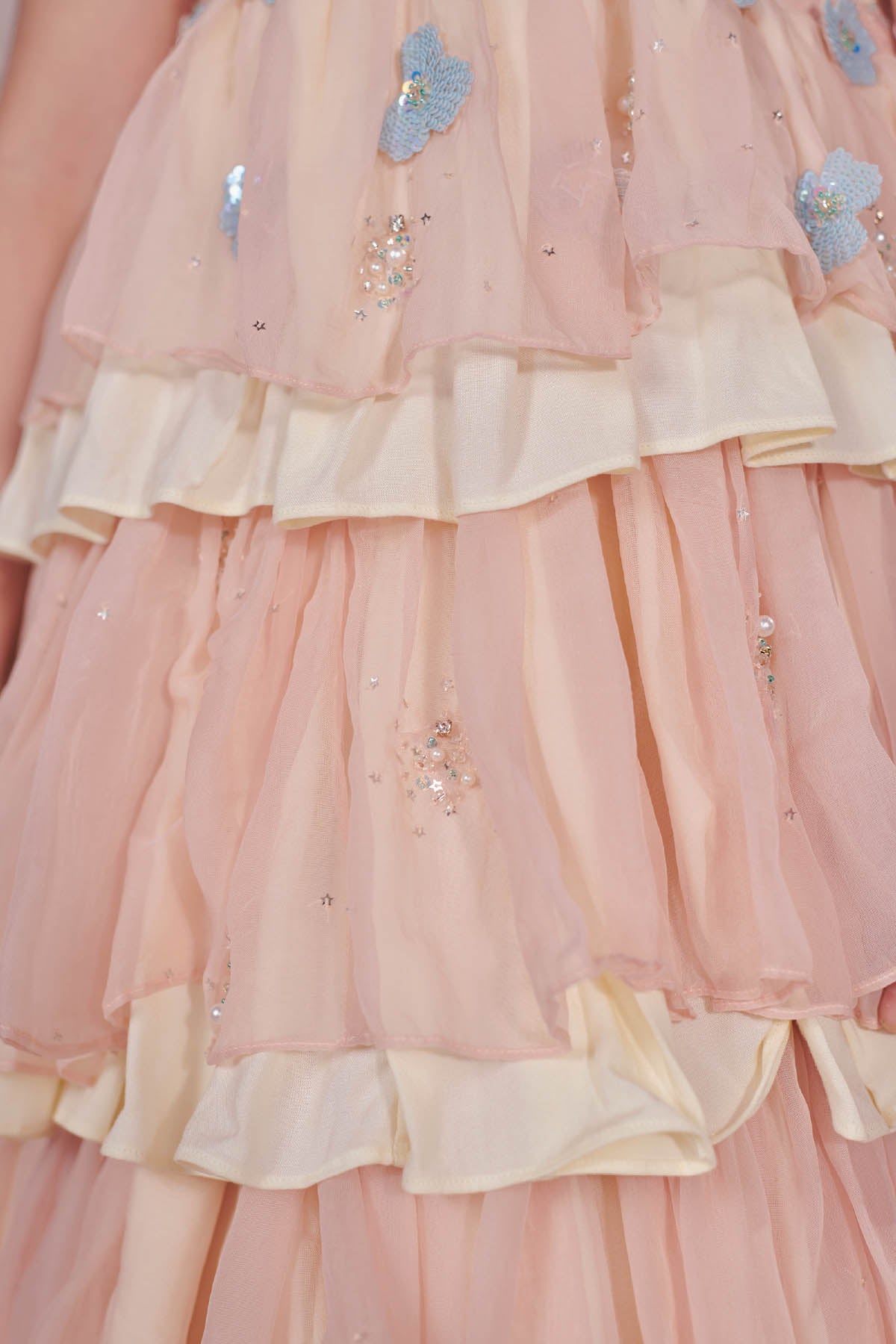 Floral Sequins Layered Dress