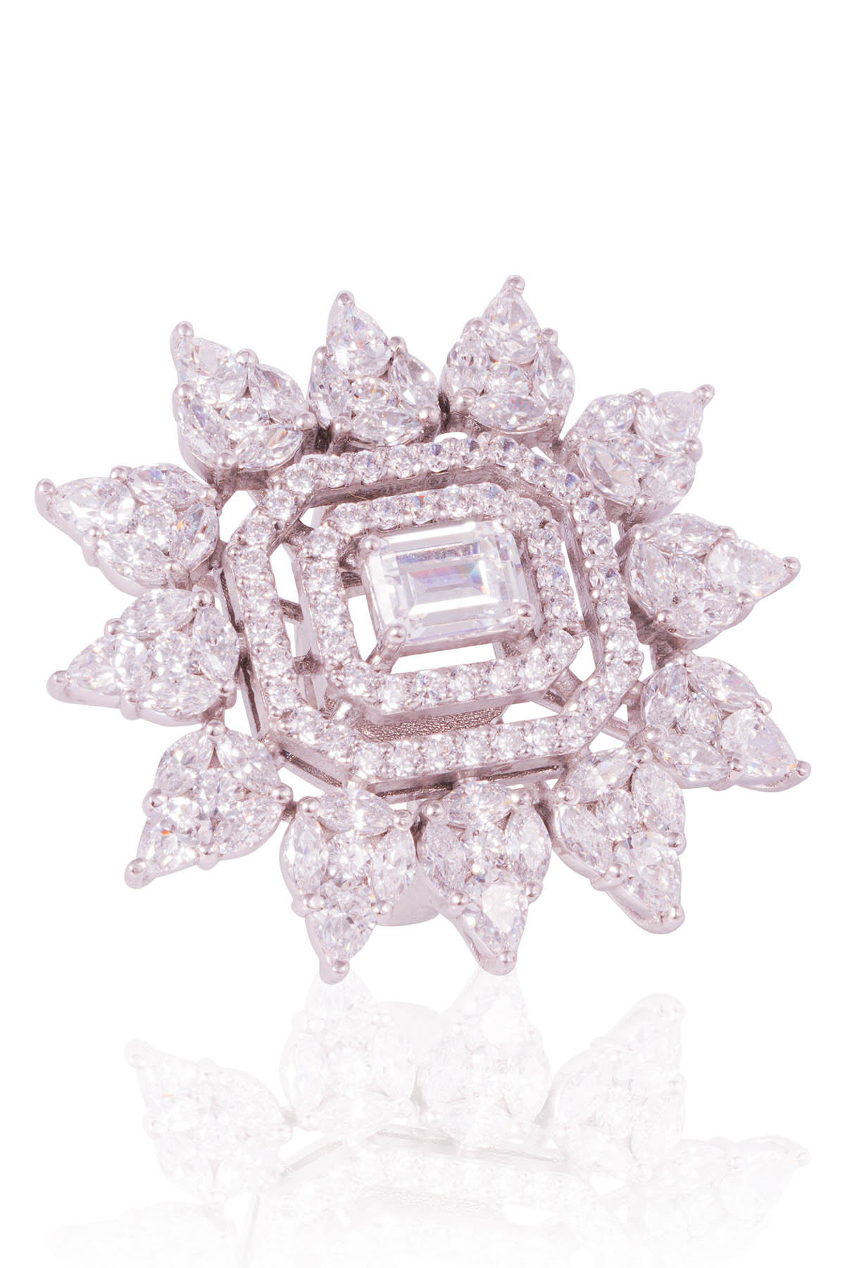 Floral Sparkly Stones Ring