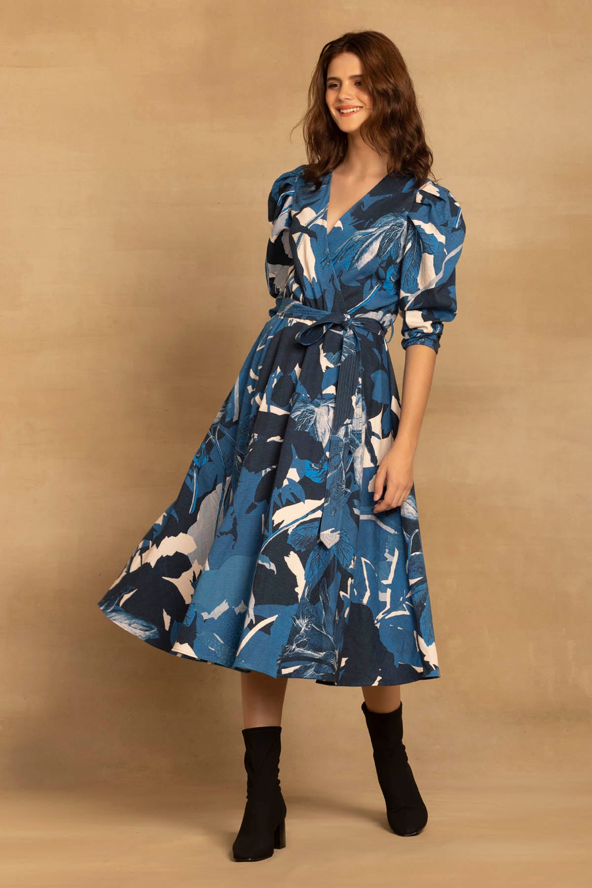 Floral Wrap Midi Dress