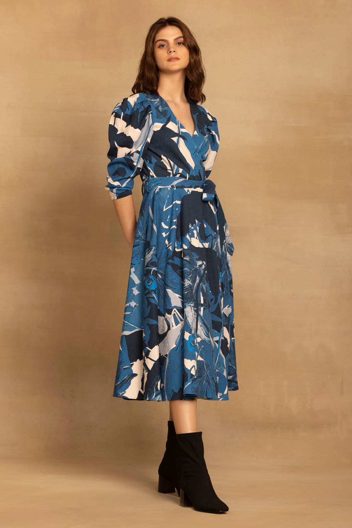 Floral Wrap Midi Dress