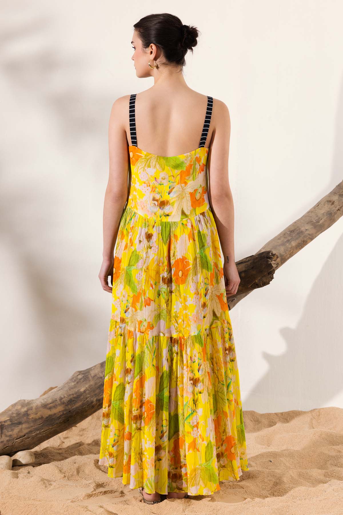Floral Yellow Tiered Maxi Dress