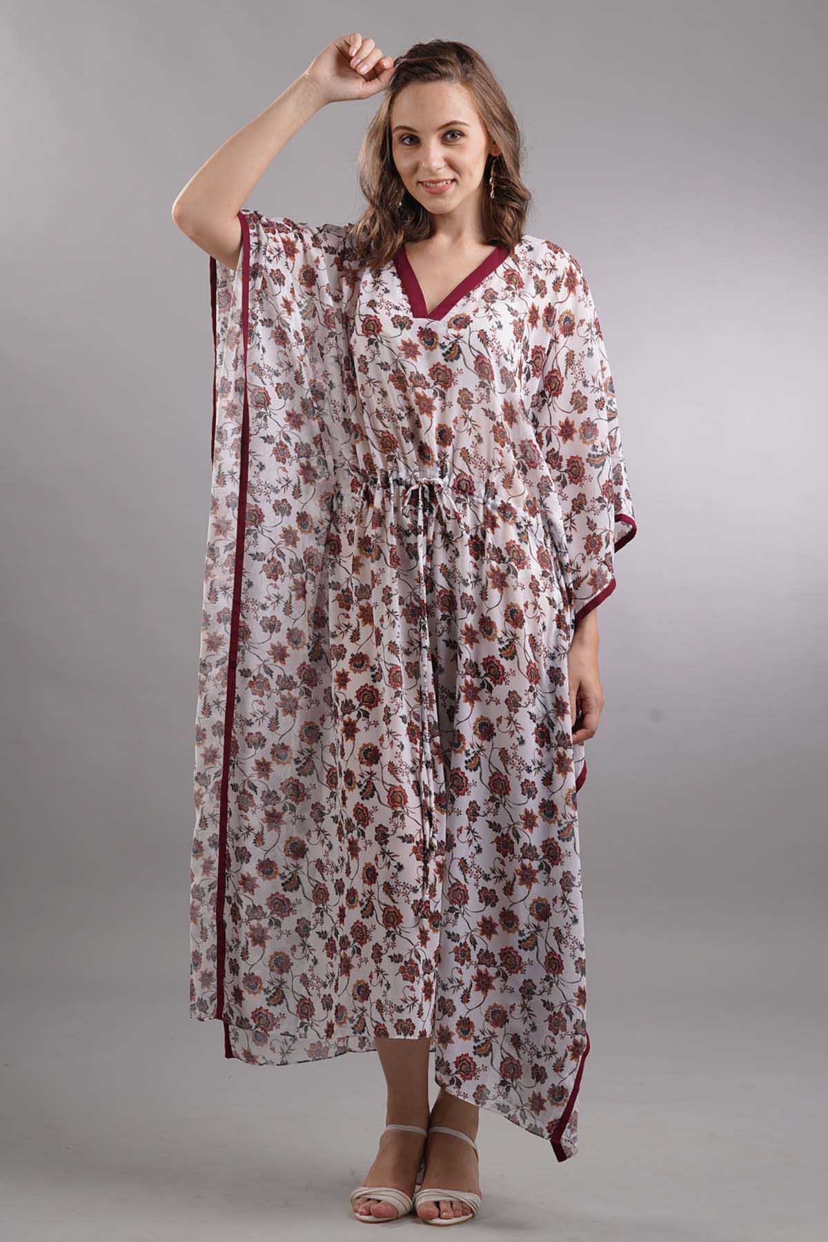 Buy 7teen12 Floral Asymmetric Kaftan Online at ScrollnShops