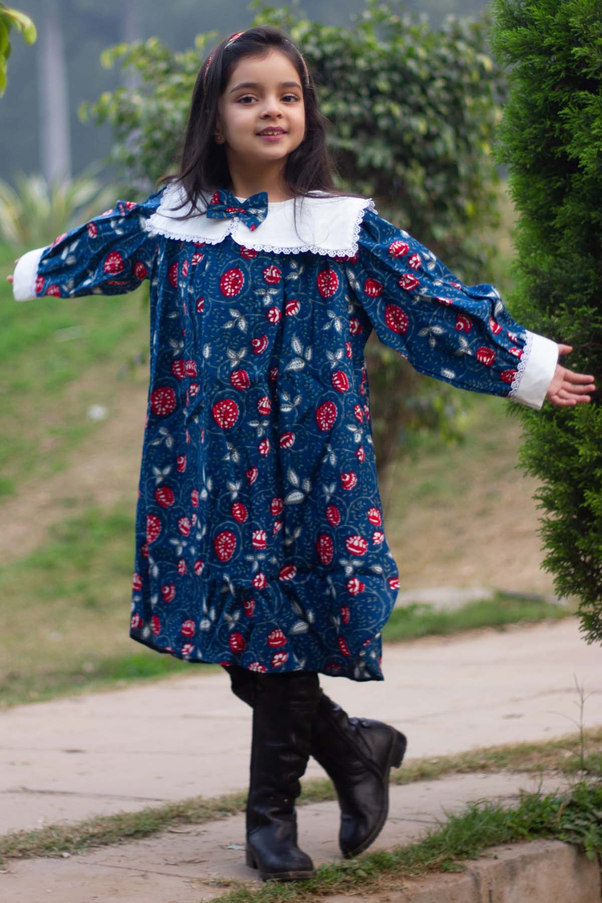 Designer ViYa Floral Blue Print Dress For Kids (Boys & Girls) Available online at ScrollnShops