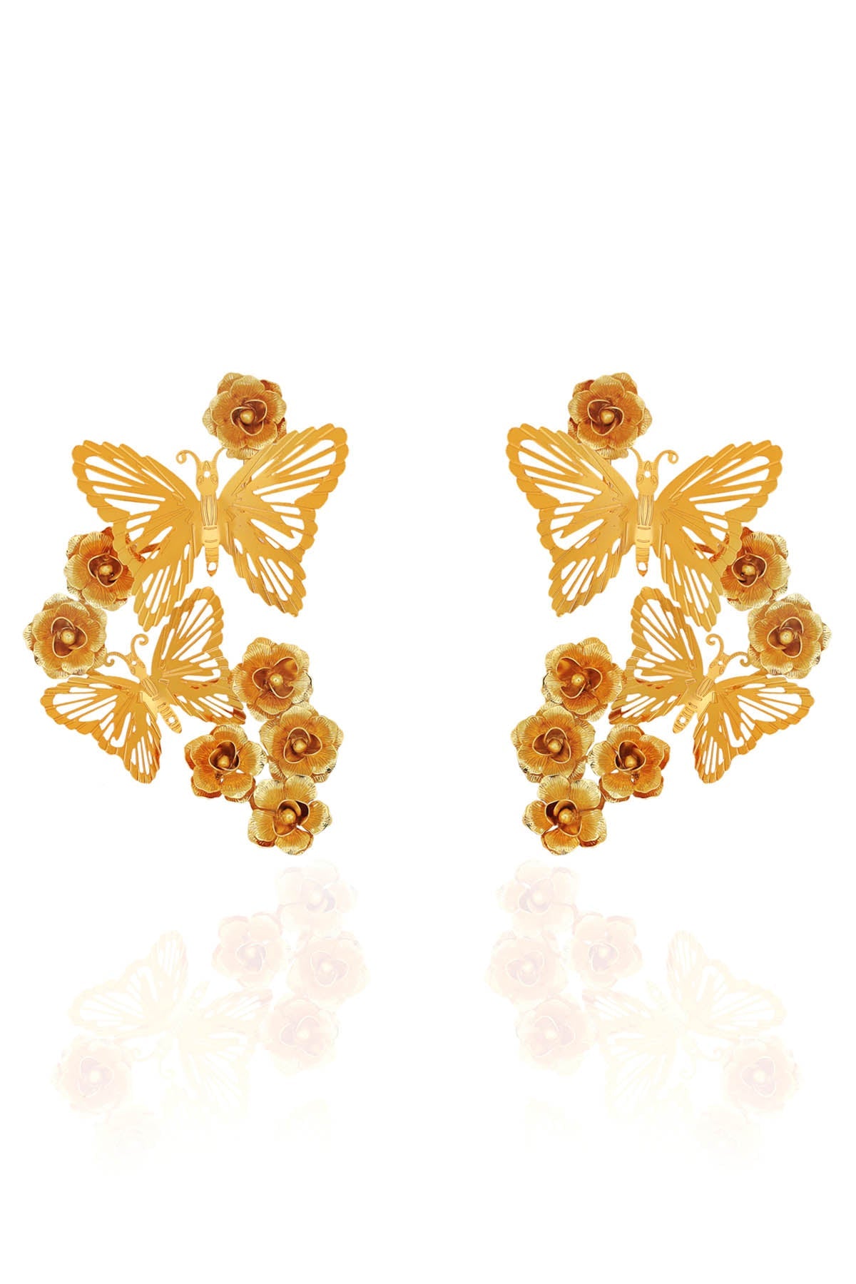 Buy RUHHEITE Floral Butterfly Motif Earrings For Women by Esme Available Online at ScrollnShops