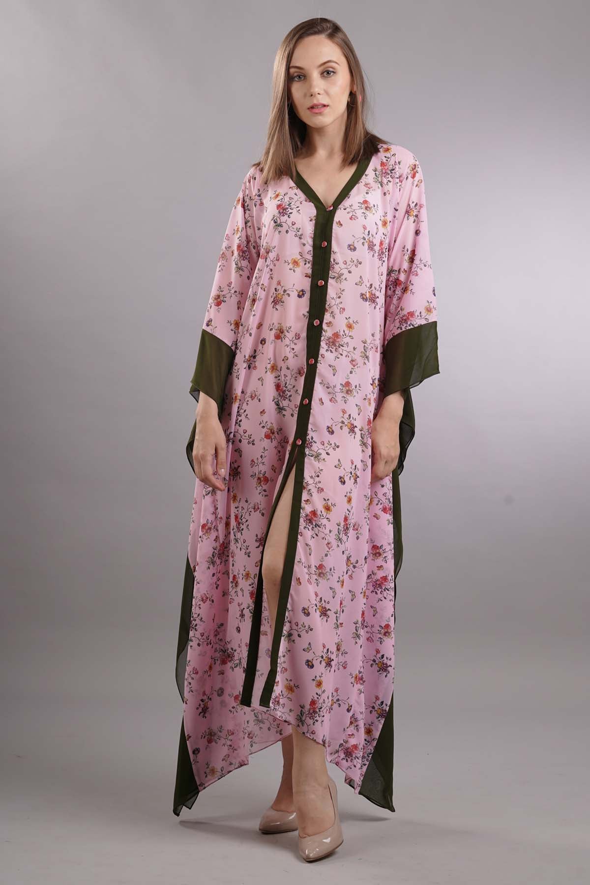 Buy 7teen12 Floral Colour Block Kaftan Online at ScrollnShops