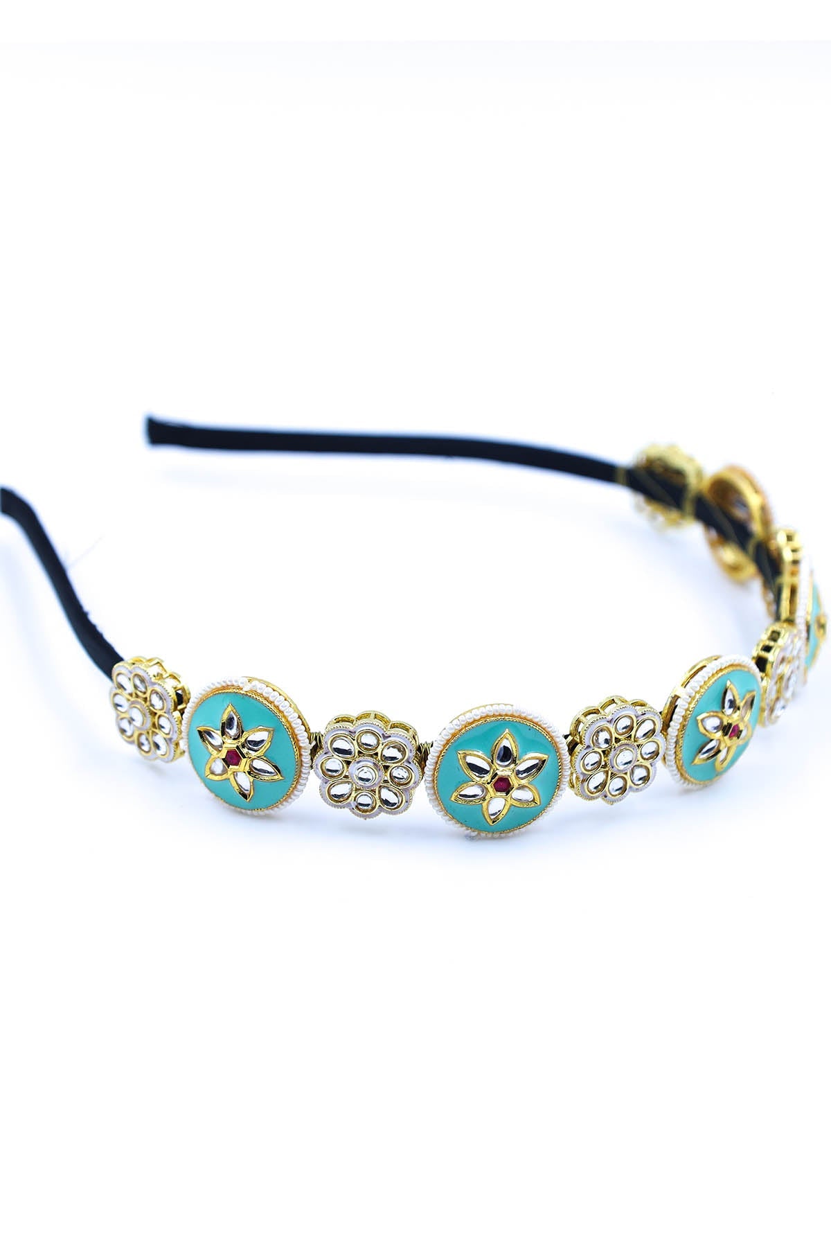 Buy Floral Embellished Gold Hairband by Foot Fuel for women online at ScrollnShops
