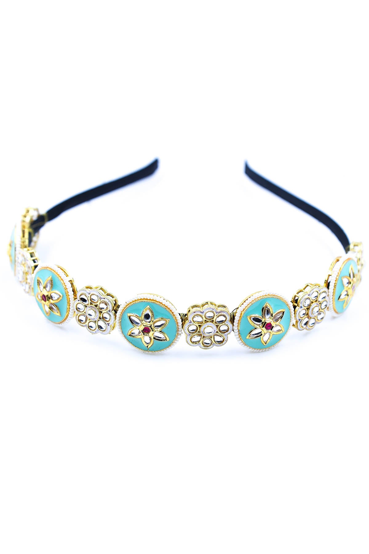 Buy Floral Embellished Gold Hairband Online